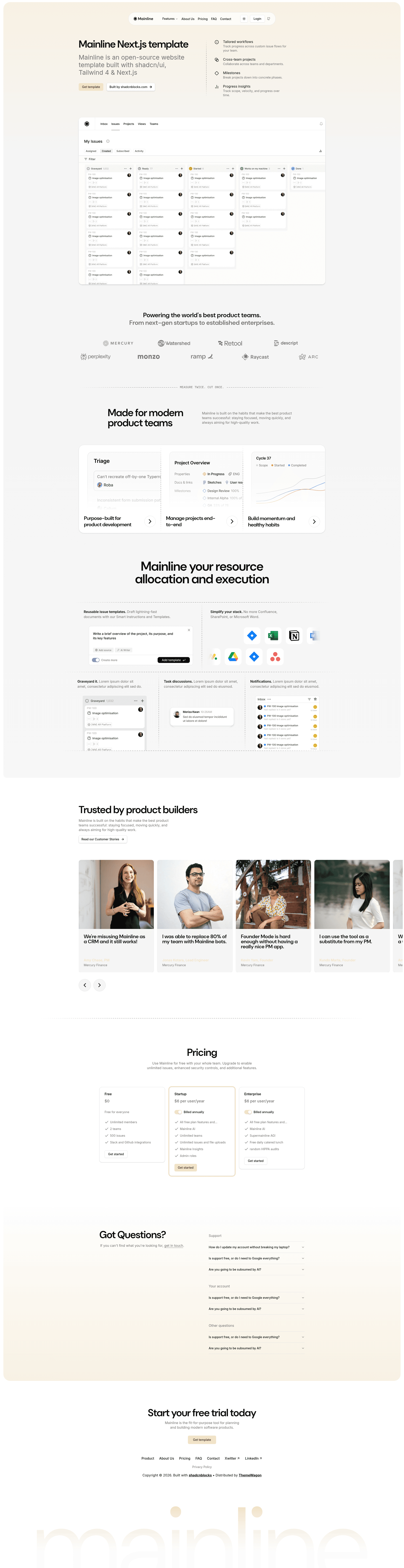 screenshot of Mainline on template0.com