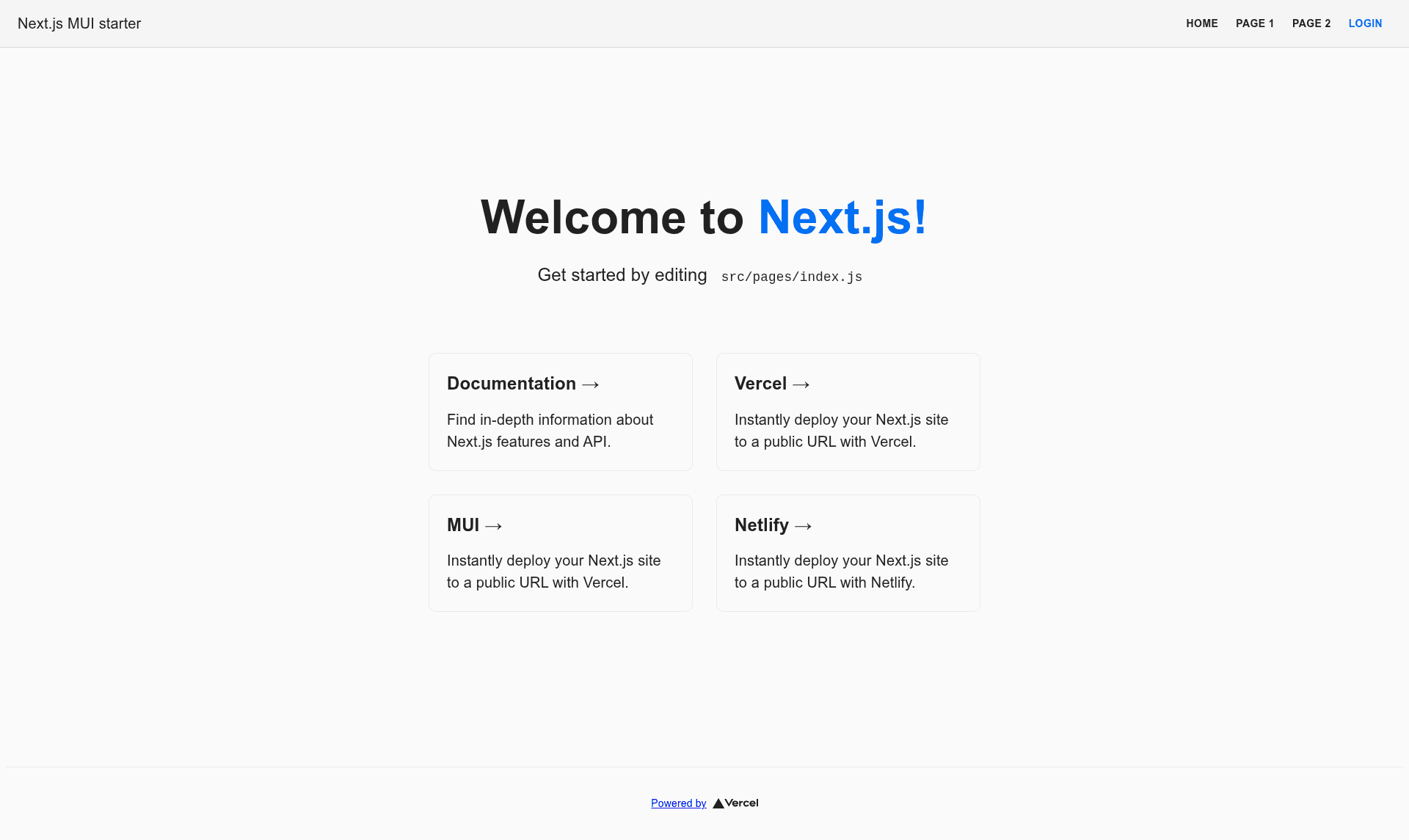 screenshot of Nextjs Mui Starter on template0.com