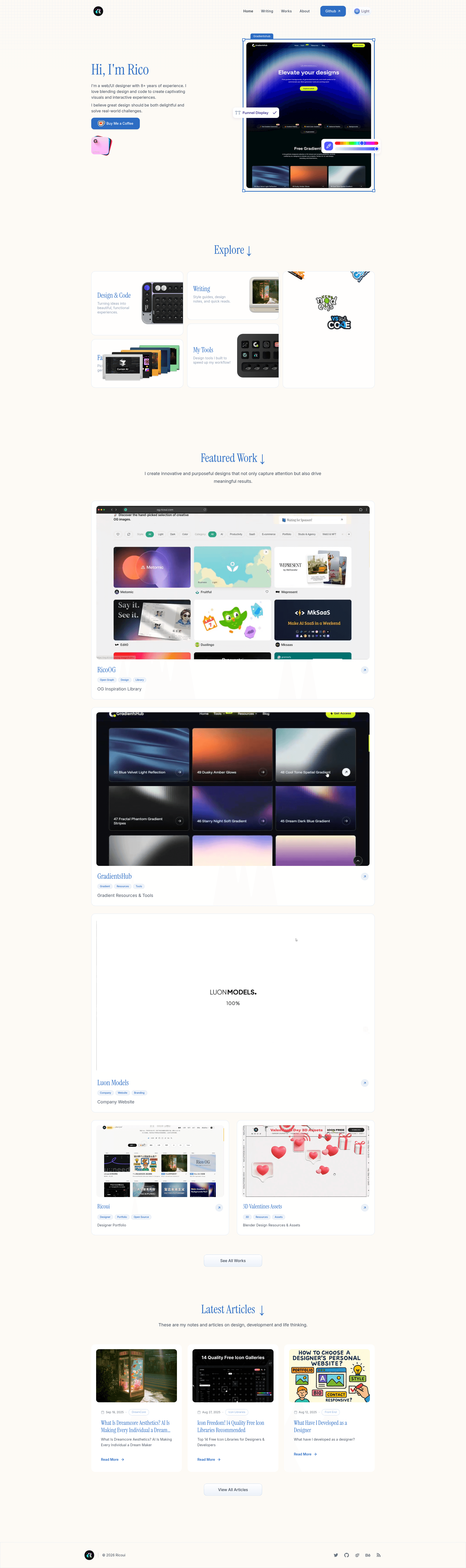 screenshot of Rico Portfolio on template0.com