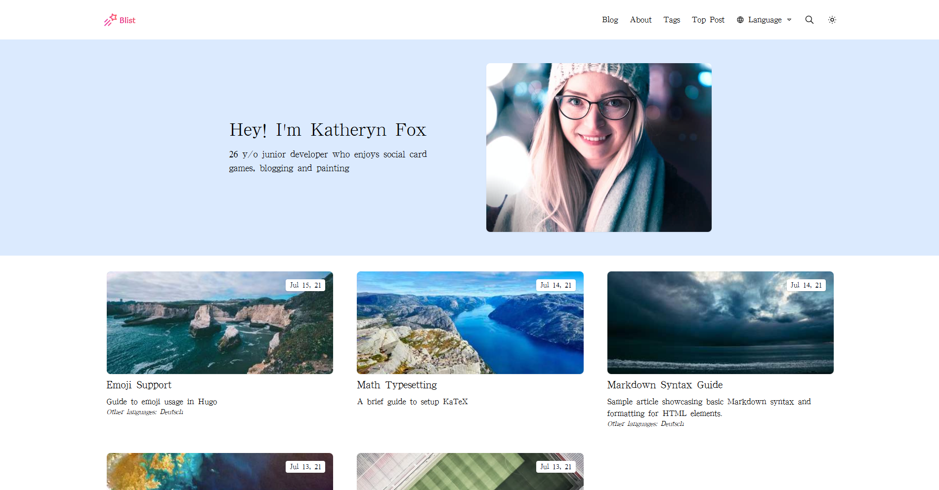 Blist theme for Hugo preview