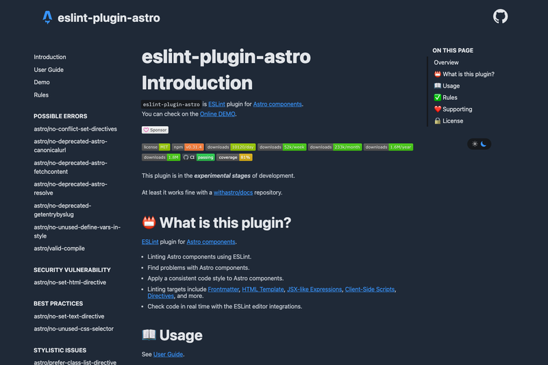 Image for eslint-plugin-astro on template0.com Image for eslint-plugin-astro on template0.com