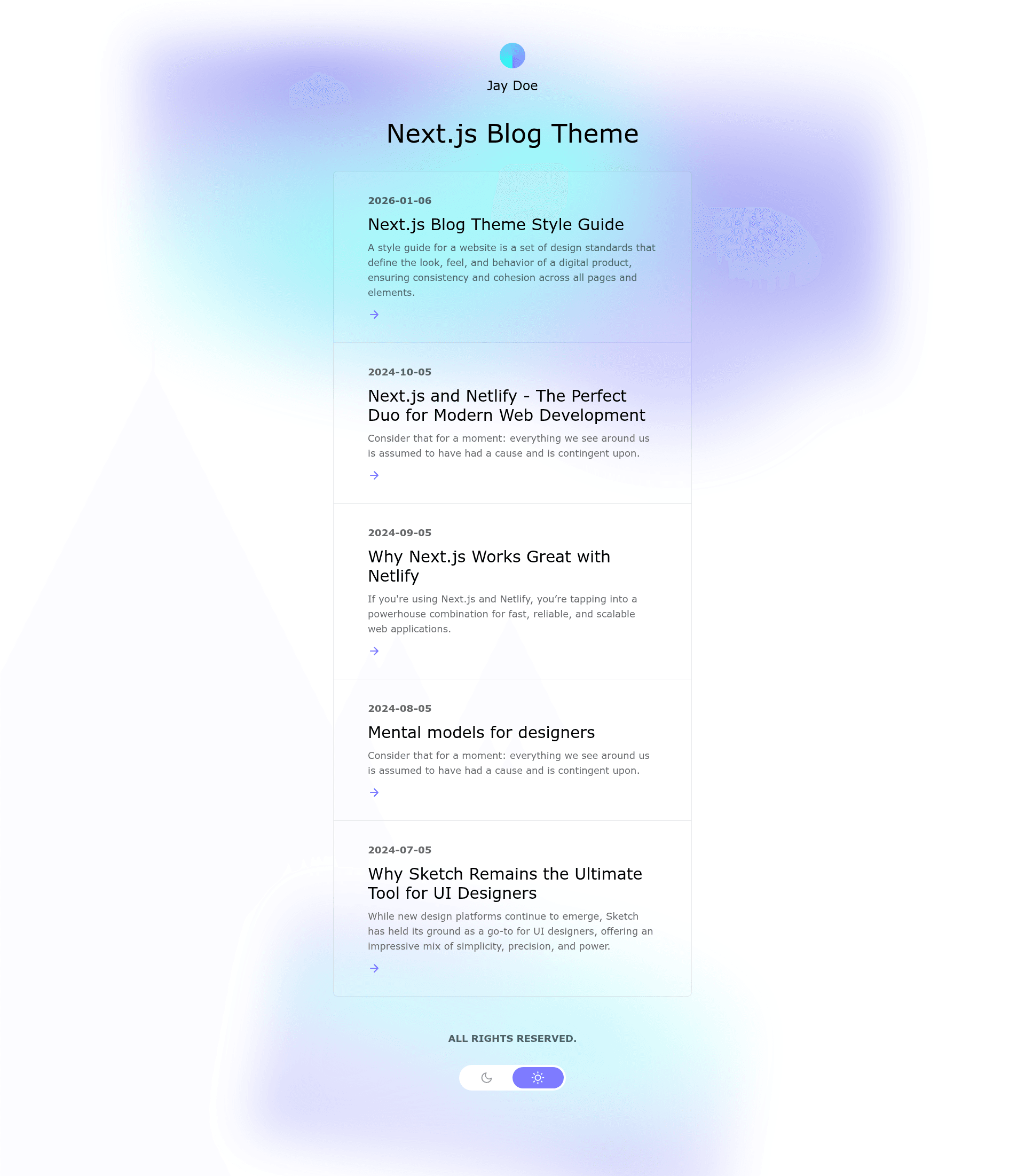 screenshot of Next.js Blog Theme on template0.com