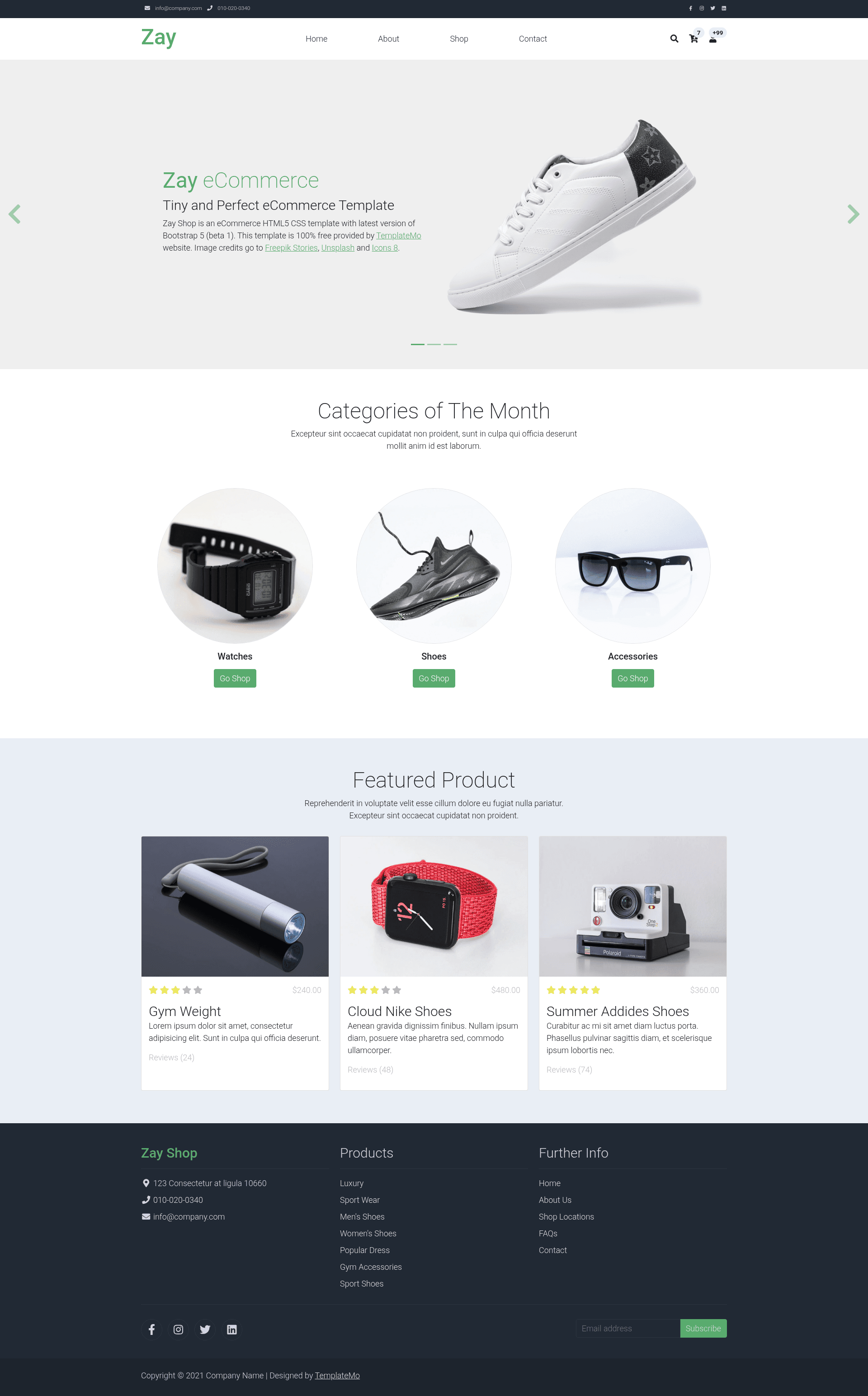 screenshot of ZayShop on template0.com