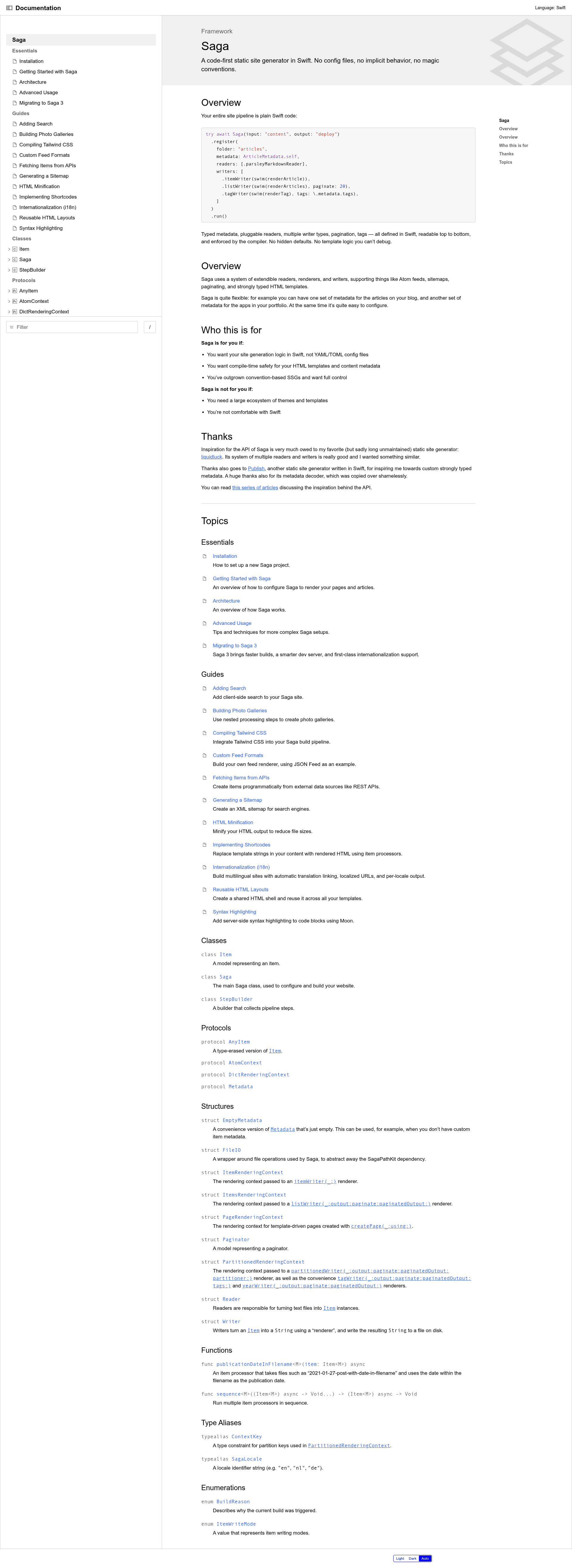screenshot of Saga on template0.com