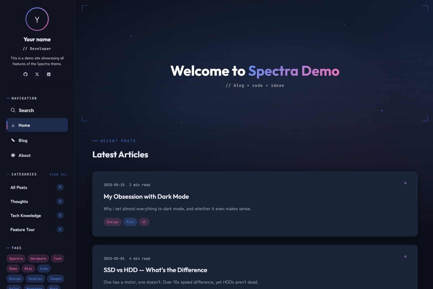 Spectra Hugo Theme preview