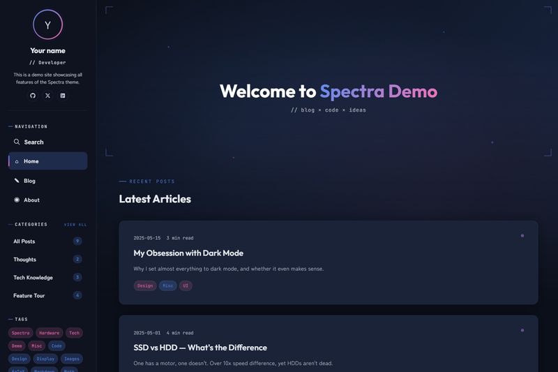 Image for Spectra Hugo Theme on template0.com