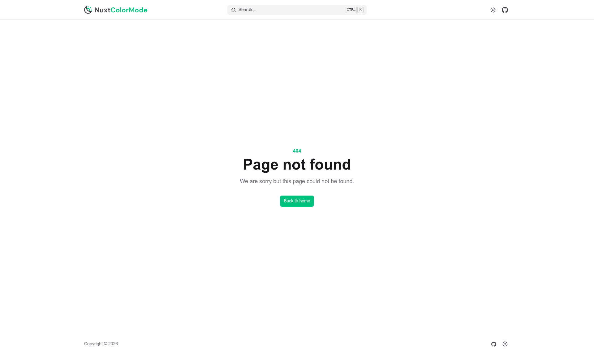 screenshot of Nuxt Color Mode on template0.com