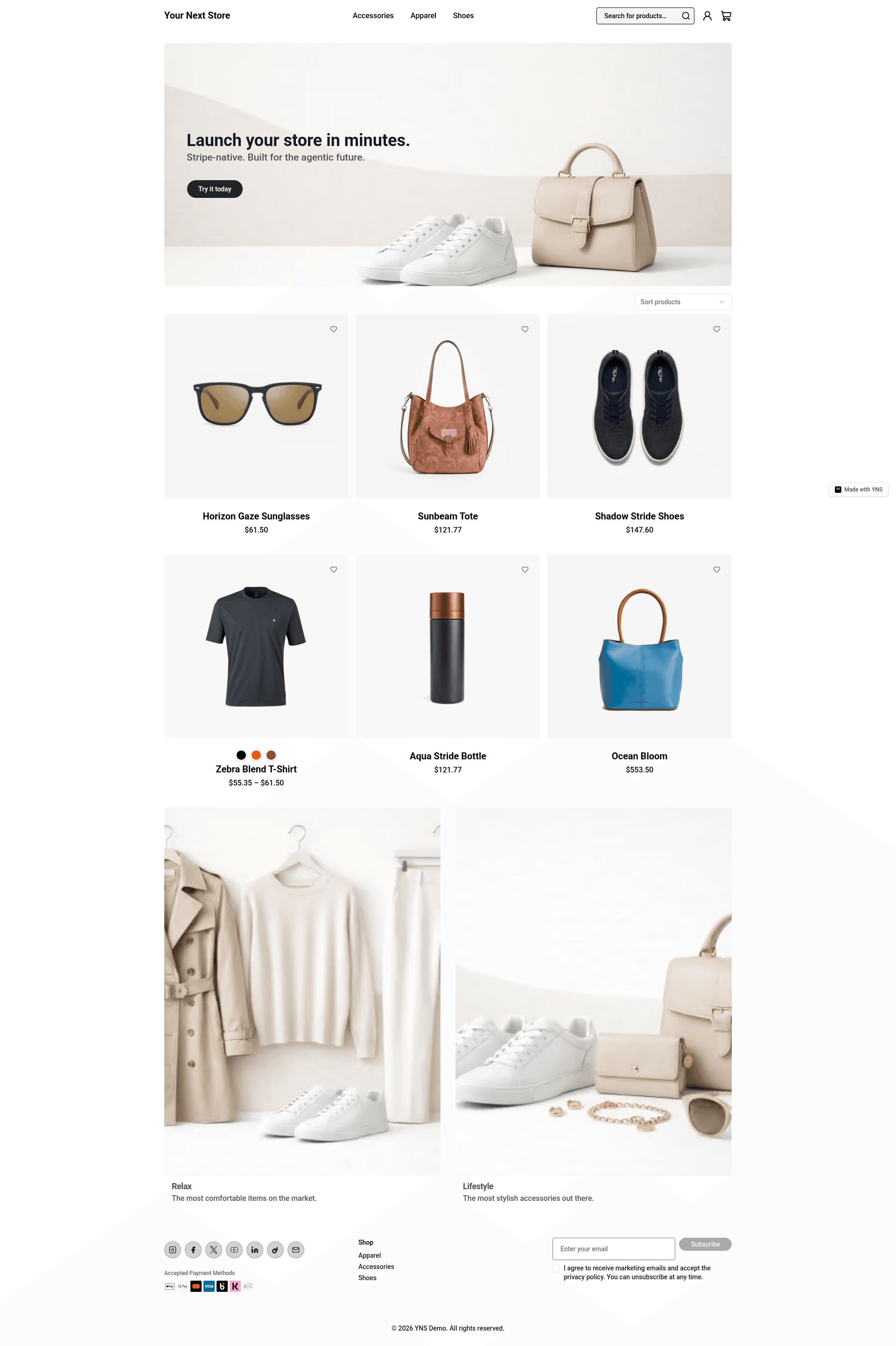 screenshot of Your Next Store on template0.com