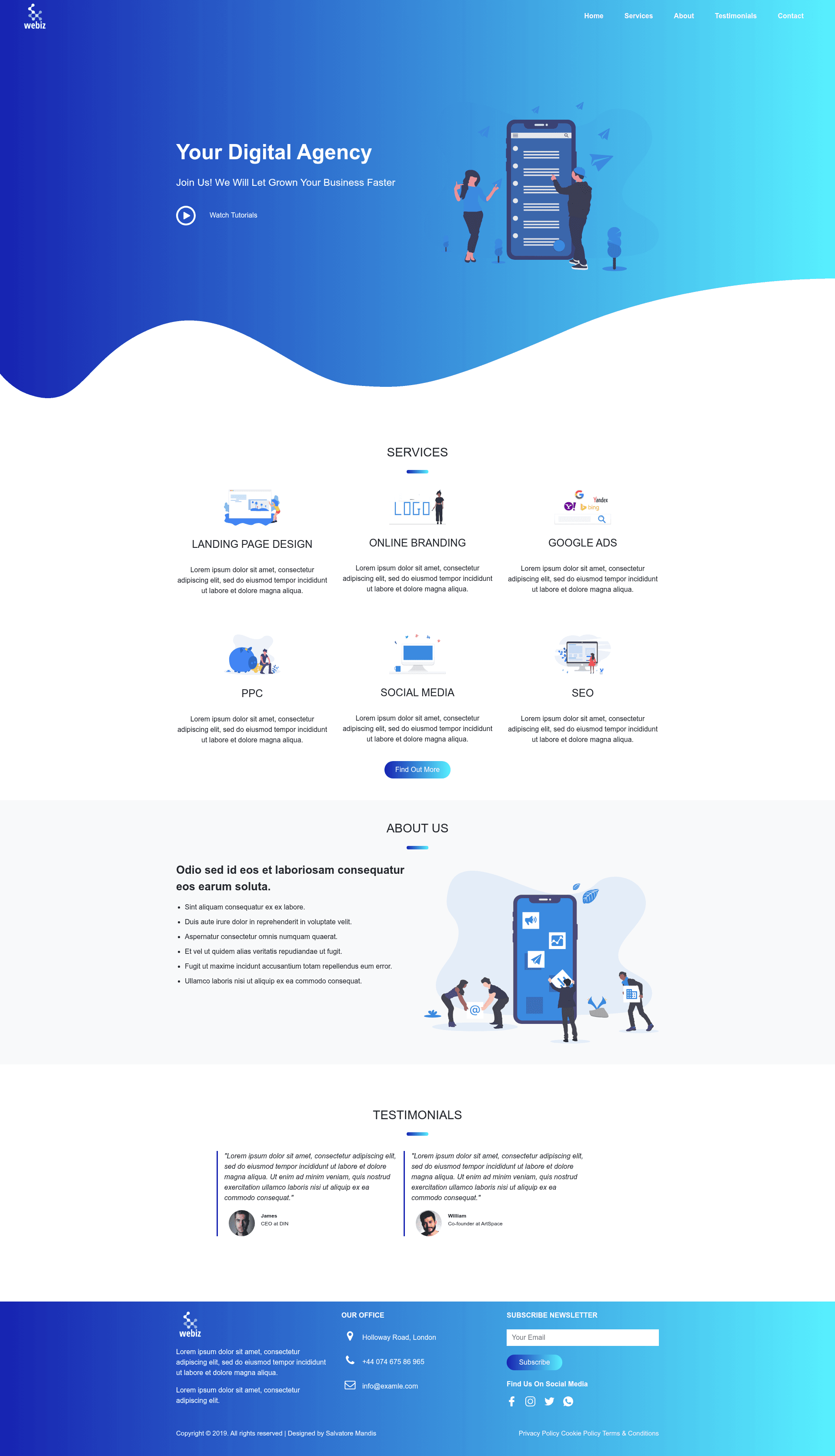 screenshot of Webiz on template0.com