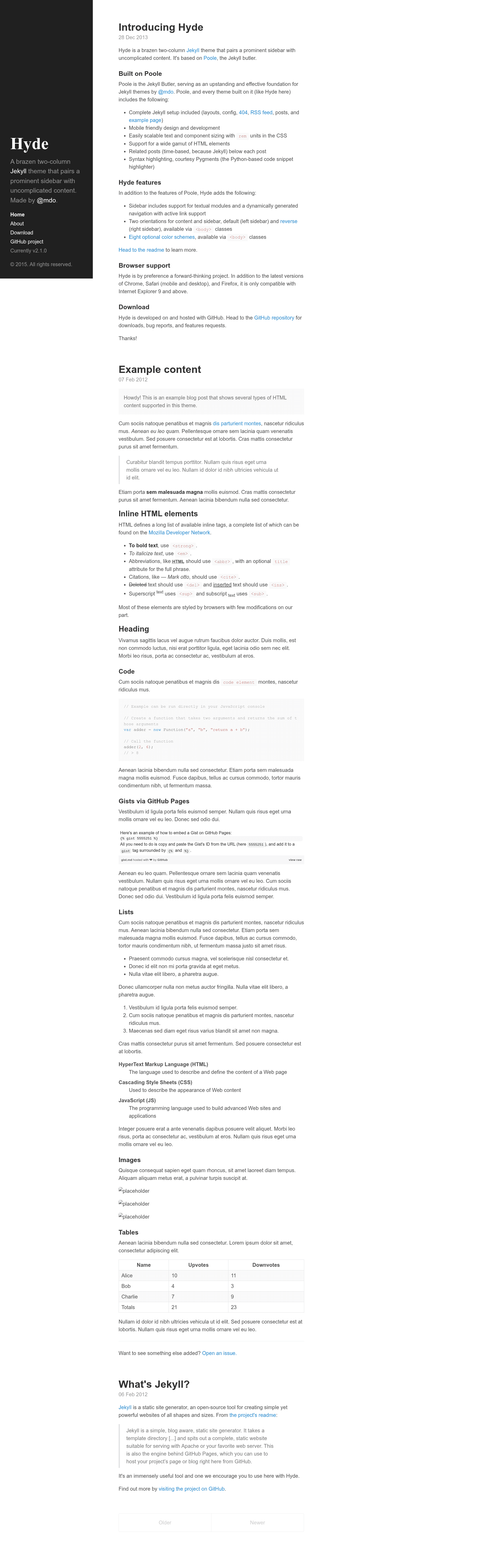 screenshot of Hyde on template0.com