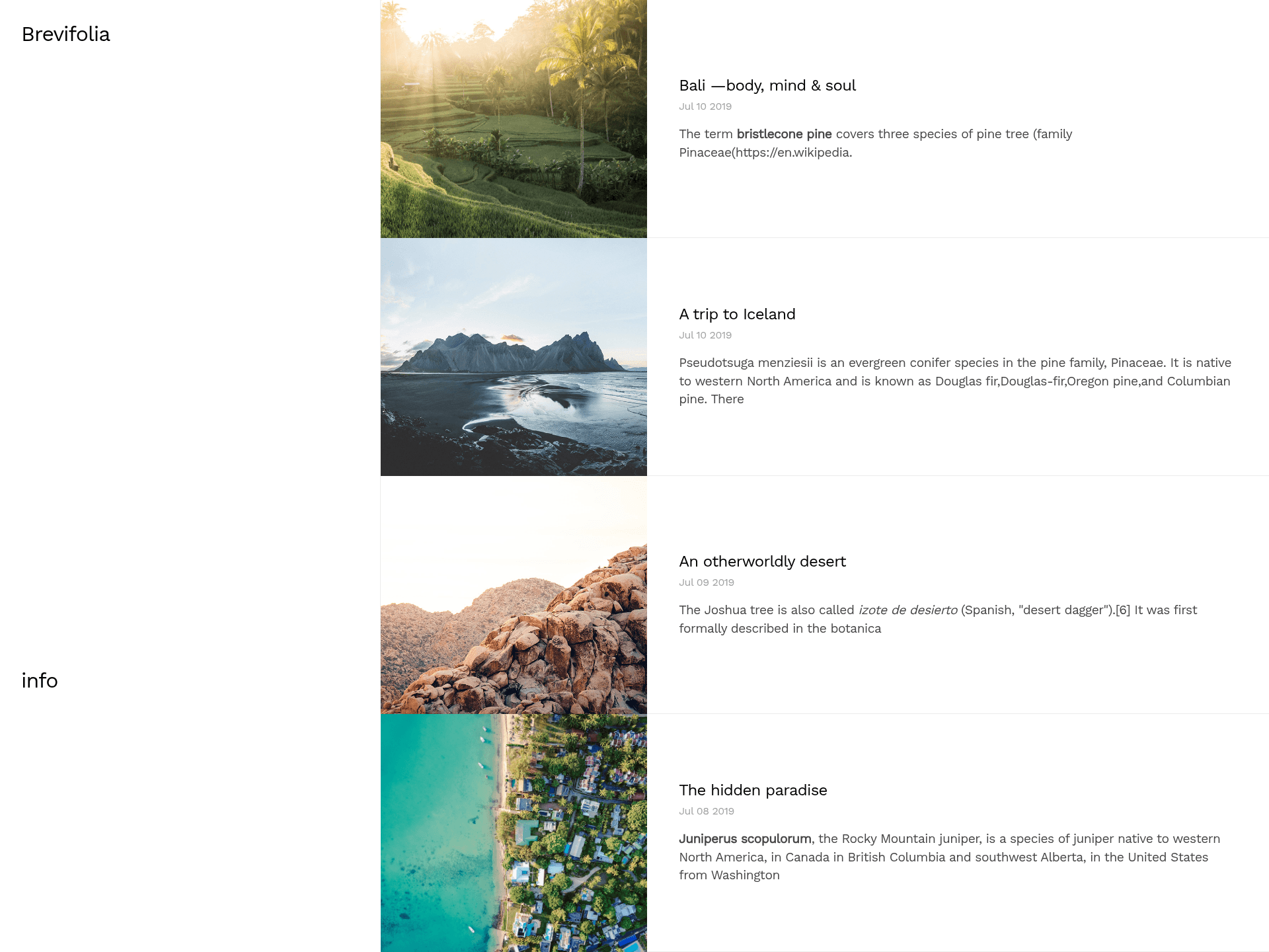 screenshot of Brevifolia on template0.com