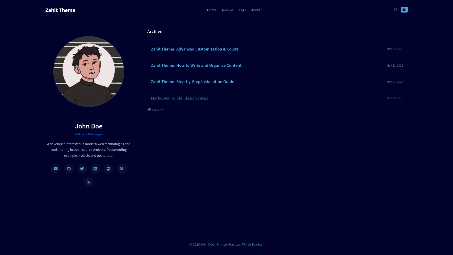 screenshot of Zahit on template0.com