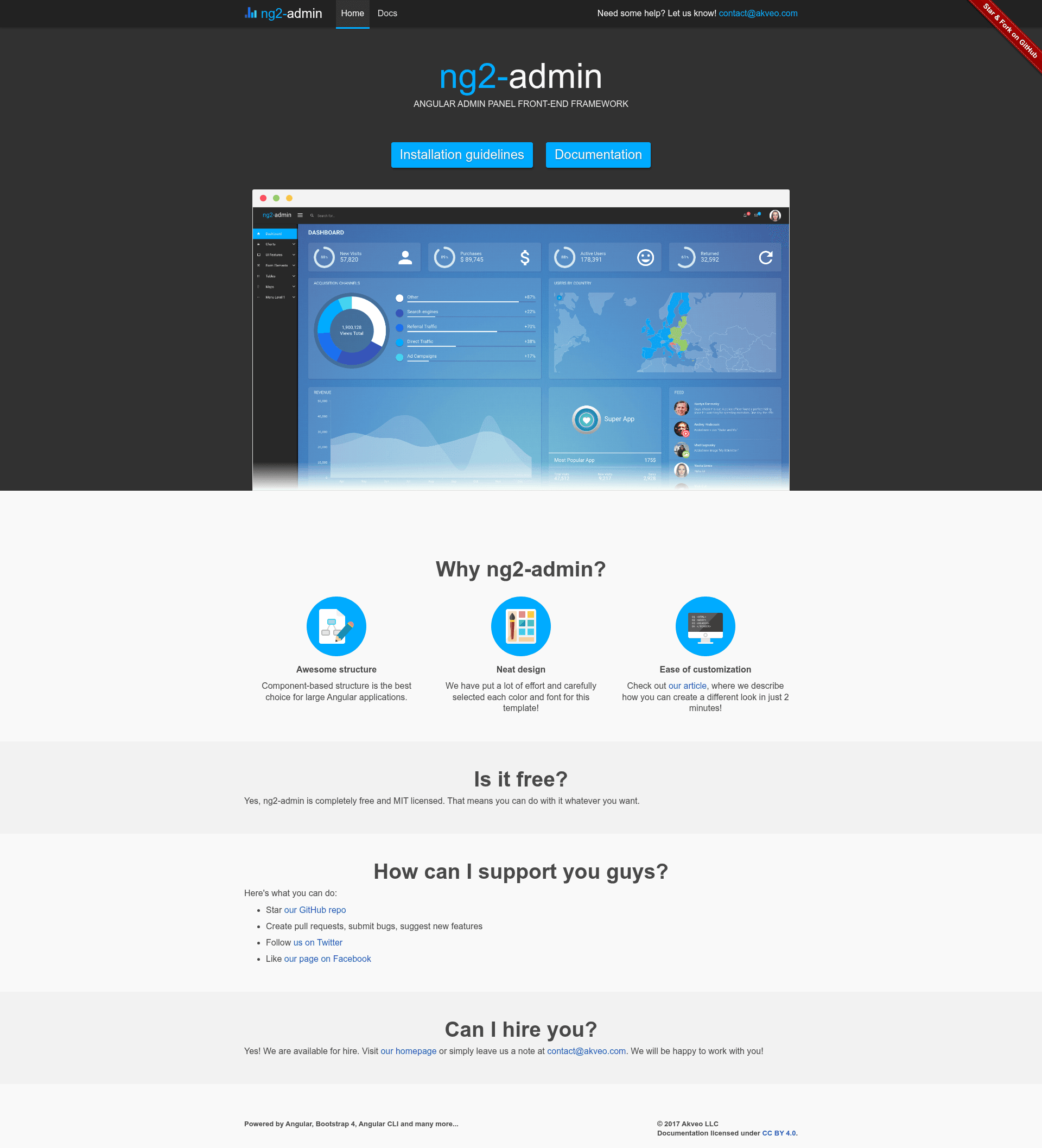 screenshot of Angular Admin on template0.com