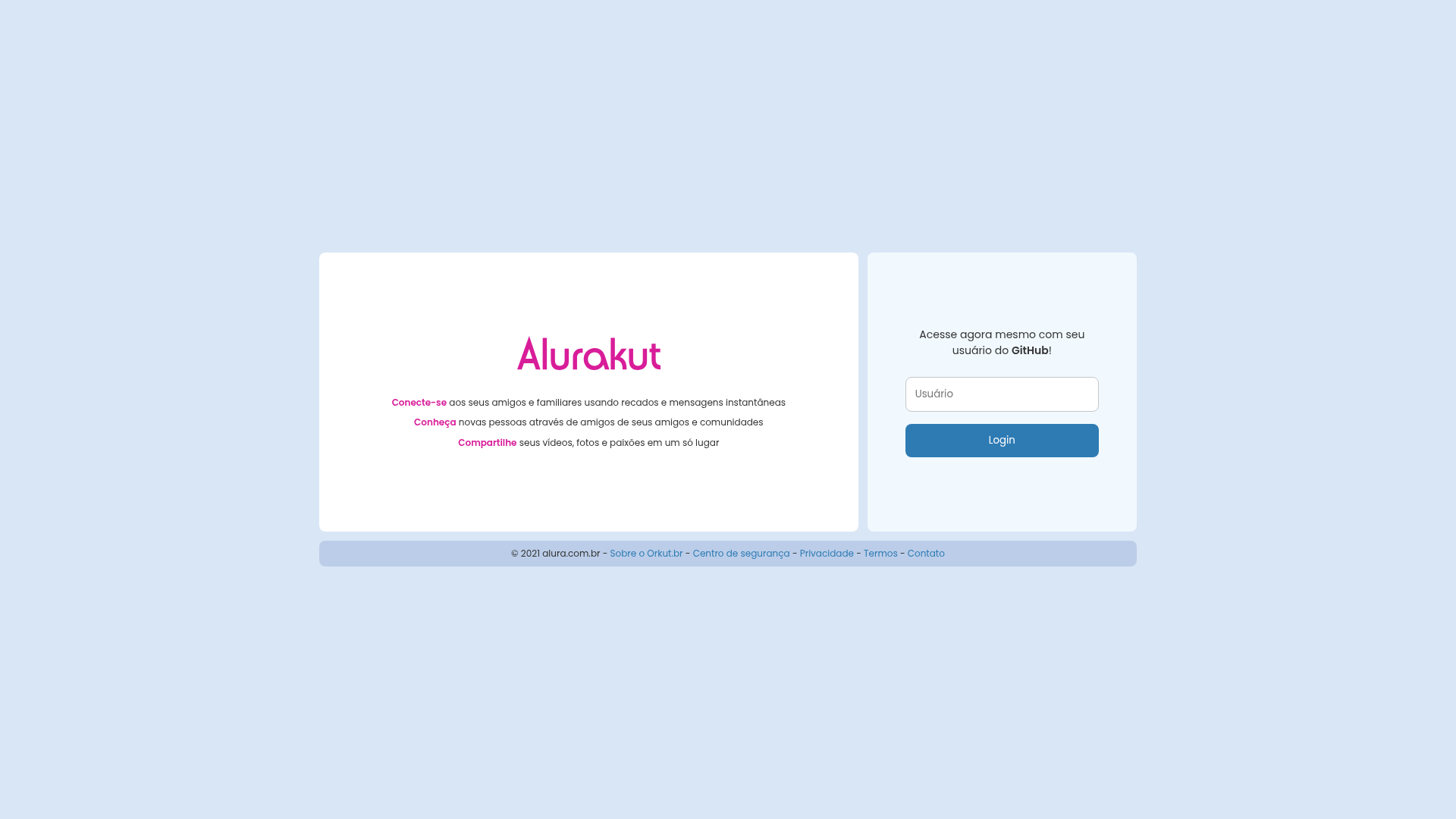 screenshot of Alurakut on template0.com