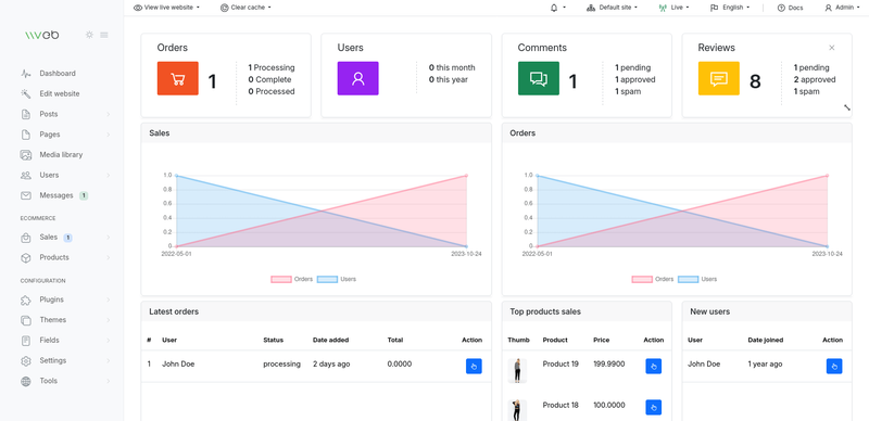 Image for Vvveb Bootstrap 5 Admin Dashboard Template on template0.com