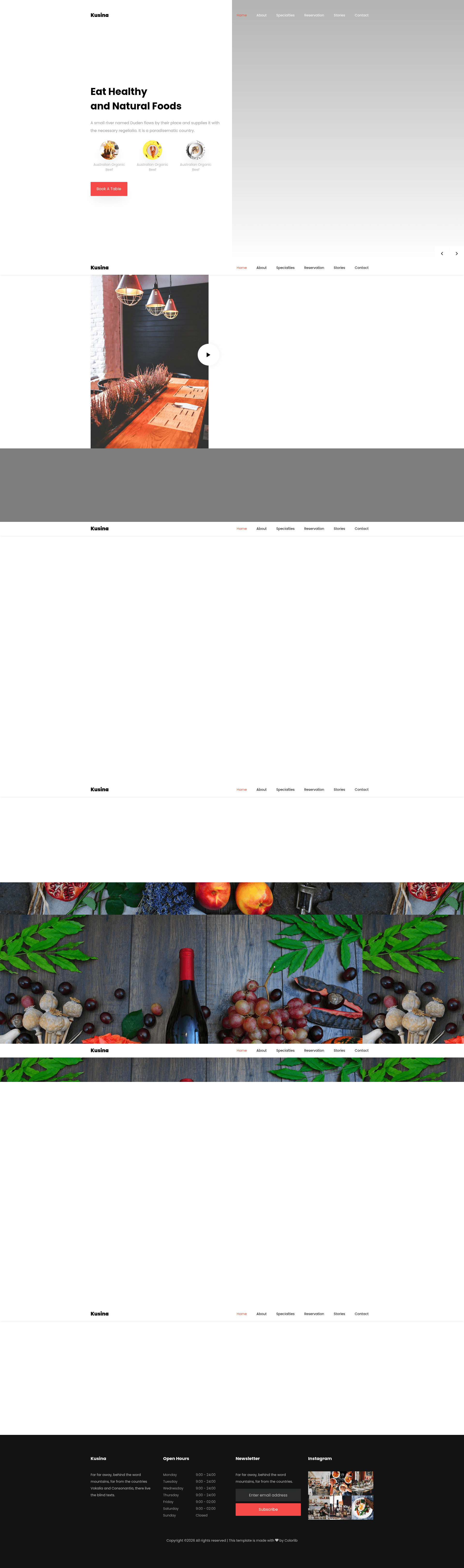 screenshot of Kusina – Free Bootstrap 4 HTML5 Restaurant Website Template on template0.com