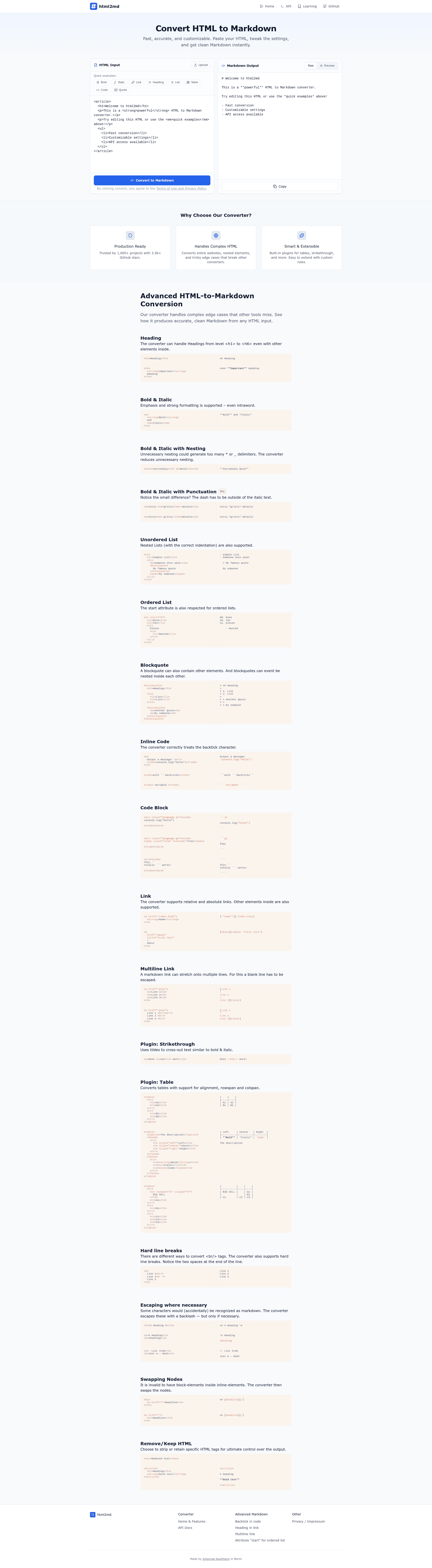 screenshot of HTML-to-Markdown on template0.com