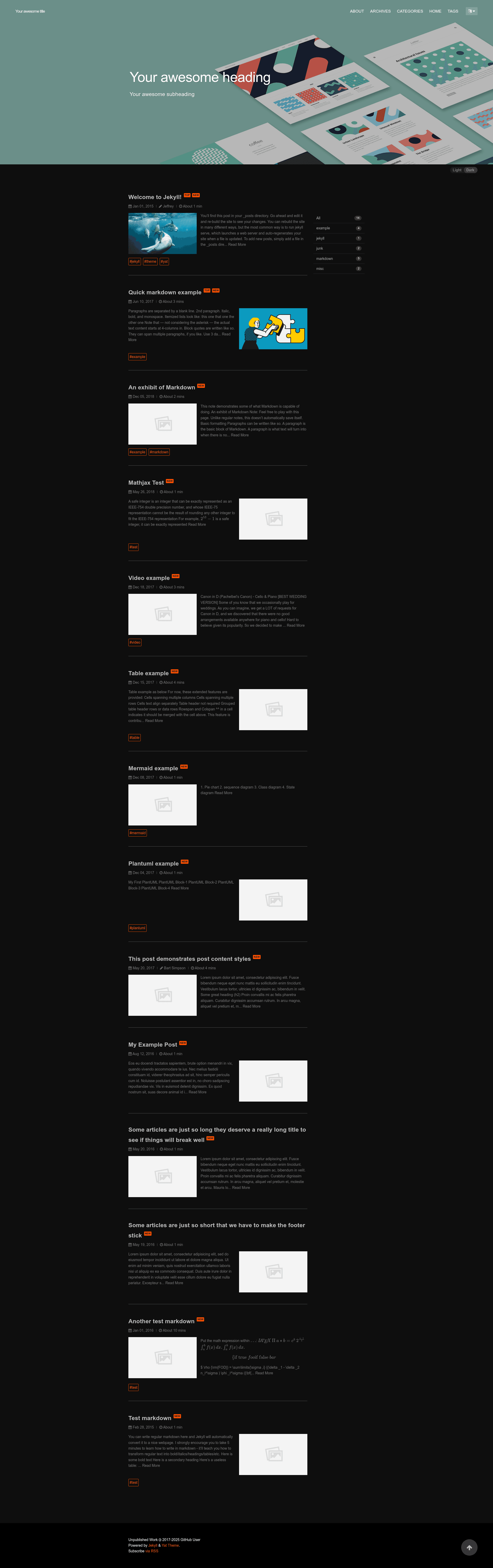 screenshot of Jekyll YAT Theme on template0.com