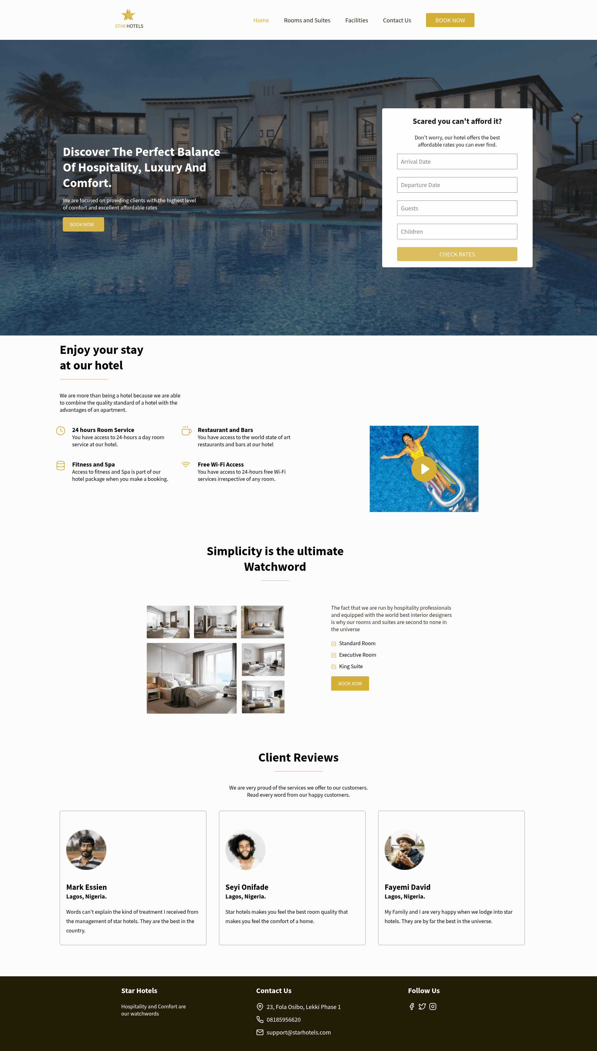 screenshot of Star Hotels on template0.com