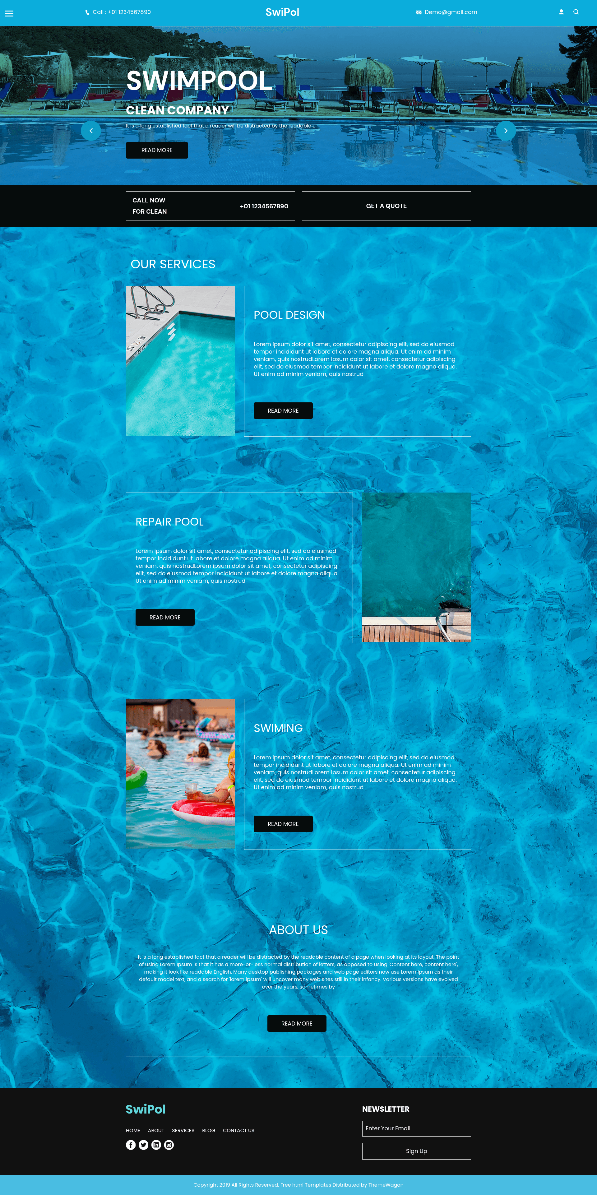 screenshot of SwiPol – Free Bootstrap 4 Training Center Website Template on template0.com