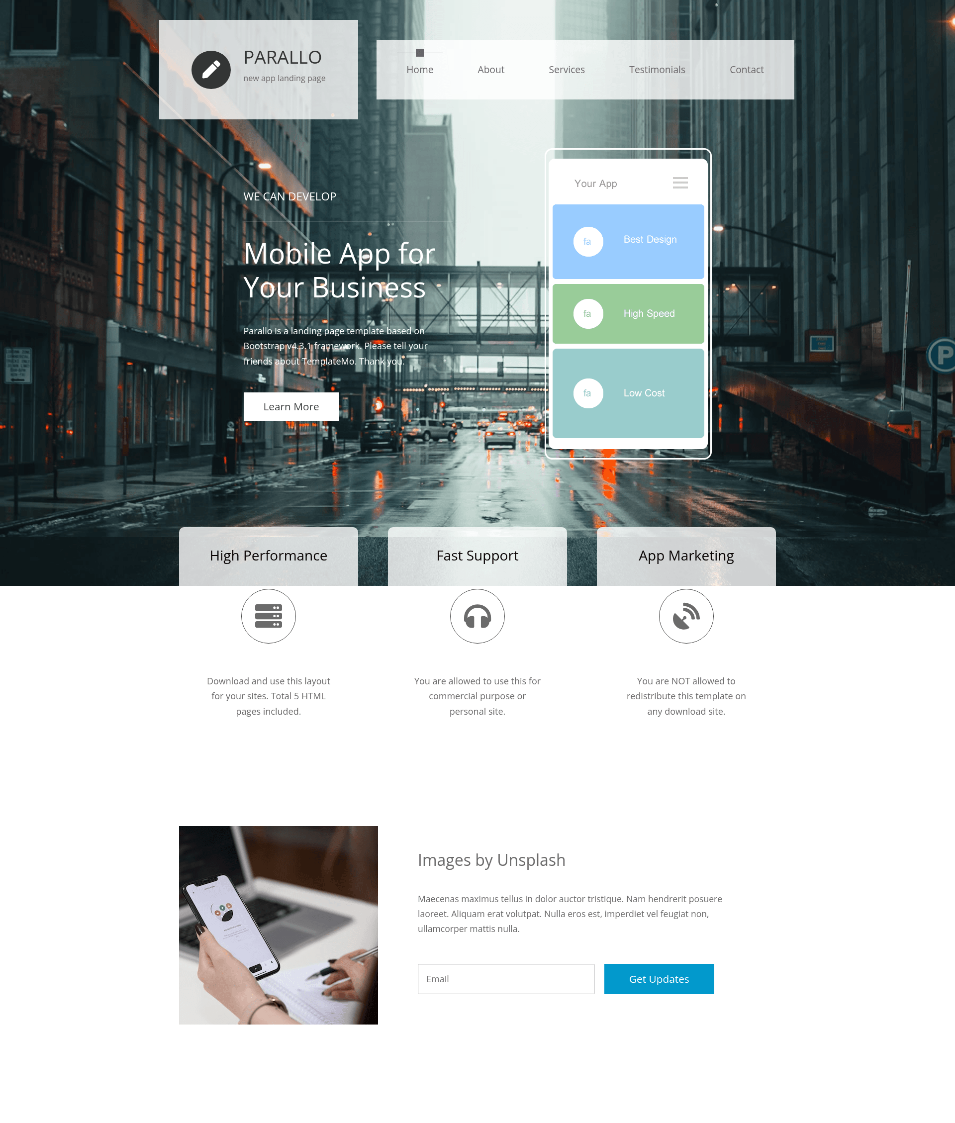 screenshot of Parallo on template0.com