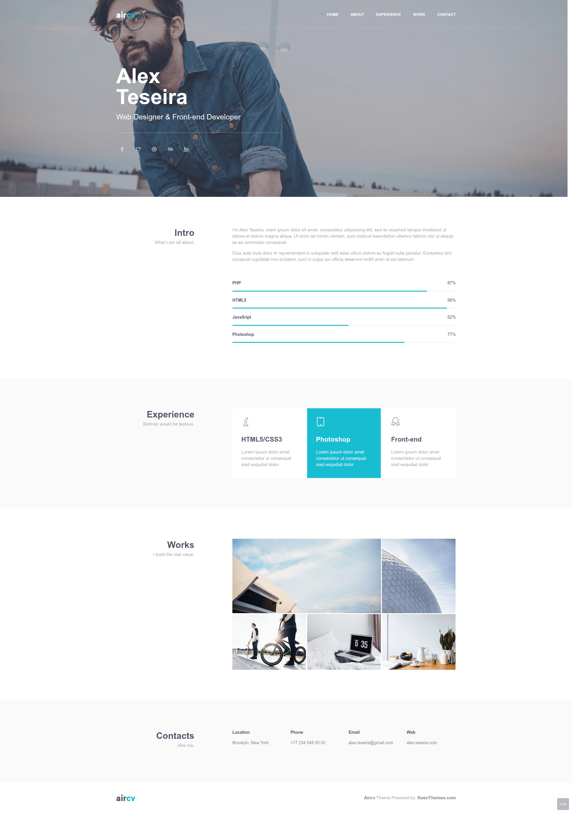 screenshot of AirCV on template0.com