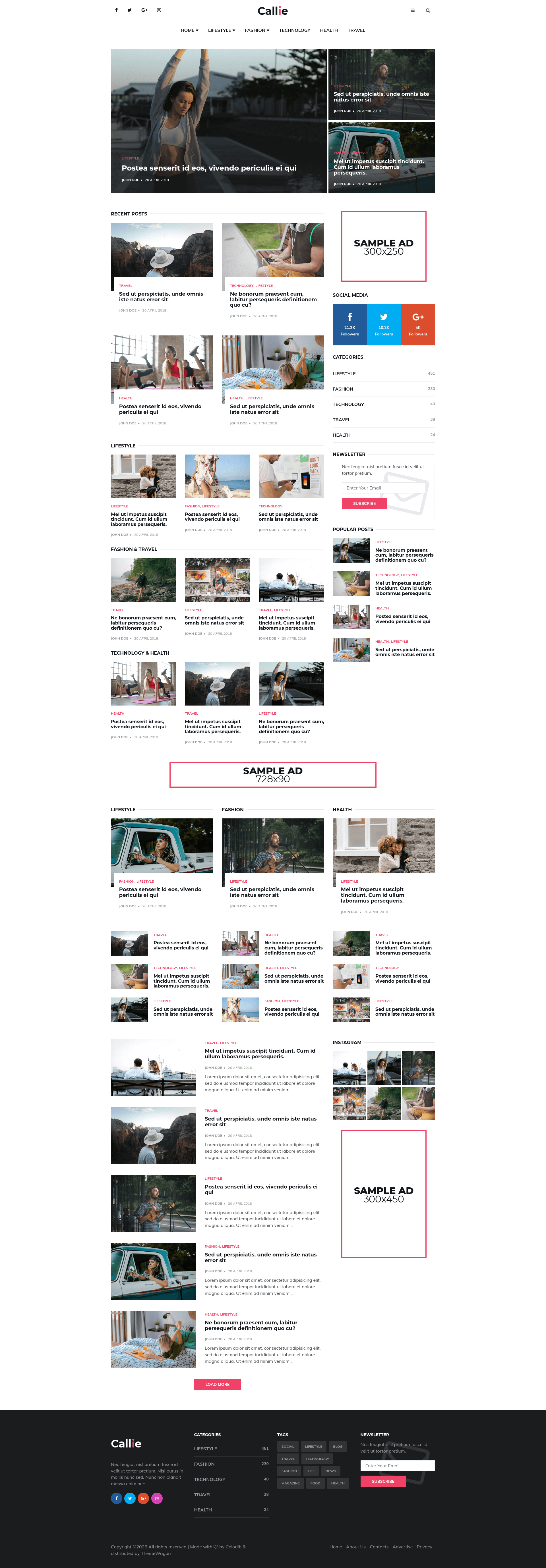 screenshot of Callie – Easy To Edit Free HTML5 Fashion Blogging Template on template0.com