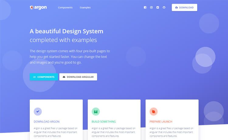 Image for Argon Design System Angular on template0.com