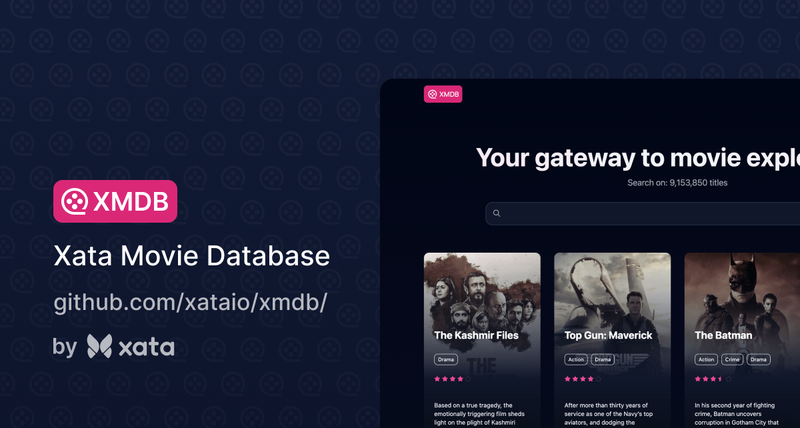 Image for XMDB (Xata Movie Database) on template0.com Image for XMDB (Xata Movie Database) on template0.com