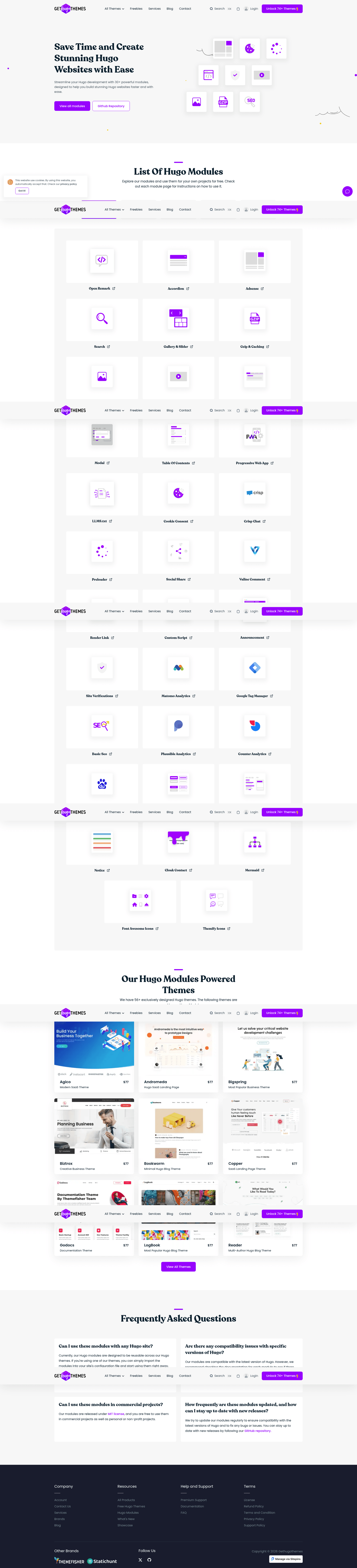 screenshot of hugo-modules on template0.com