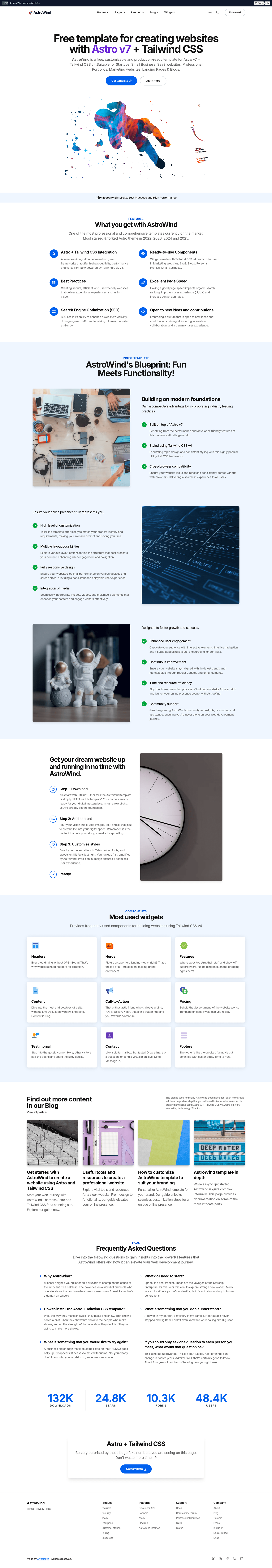 screenshot of AstroWind on template0.com