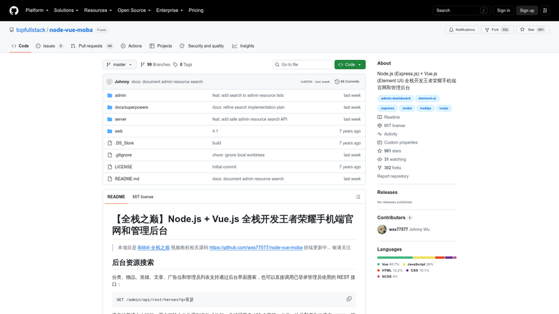 Image for node-vue-moba on template0.com