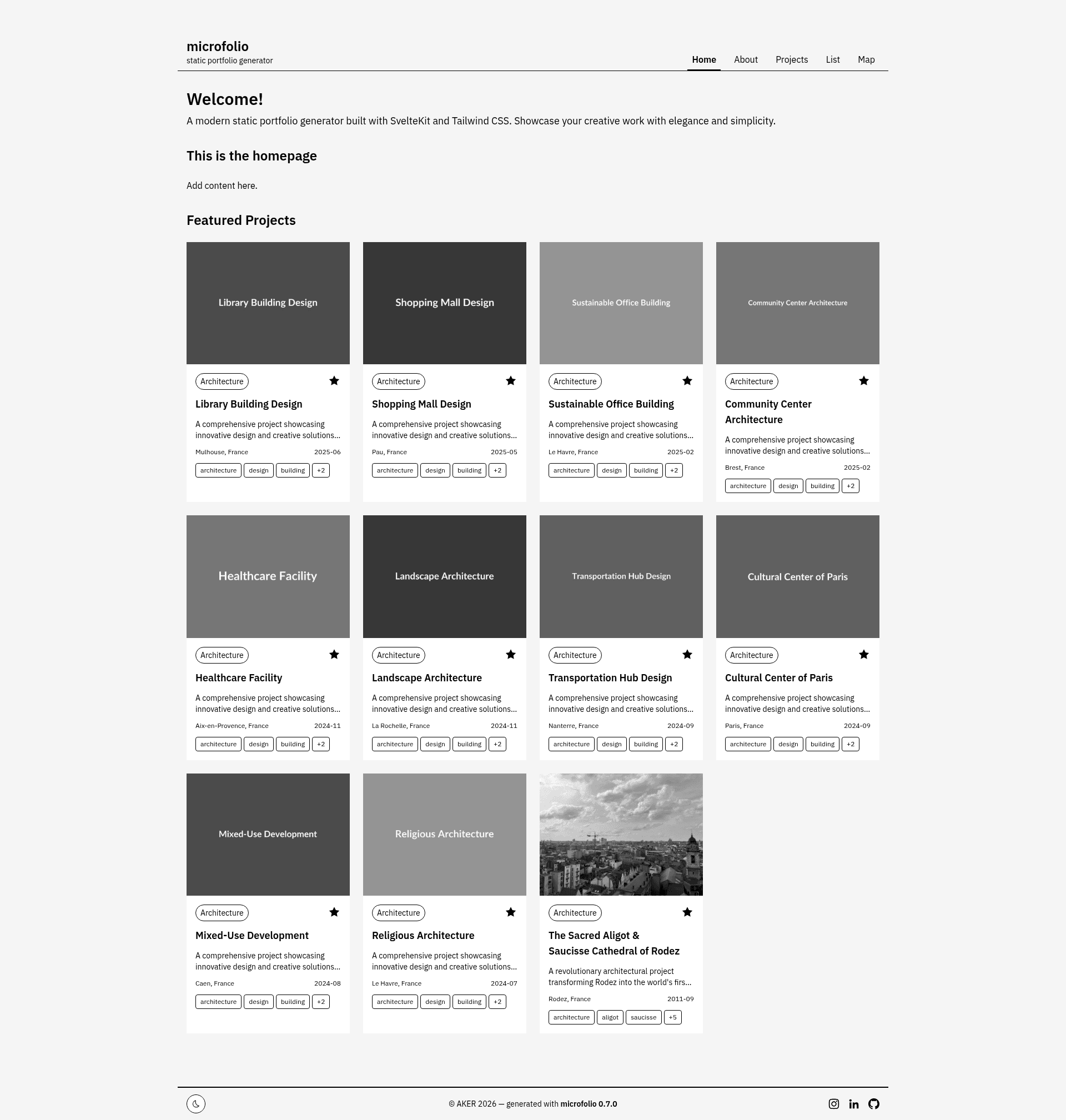 screenshot of microfolio on template0.com