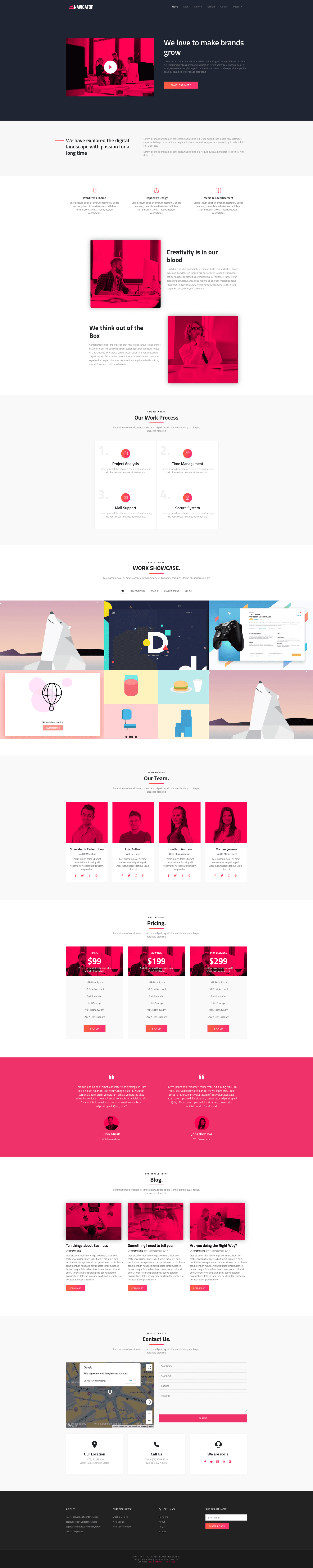 screenshot of Navigator - One Page Bootstrap Template on template0.com