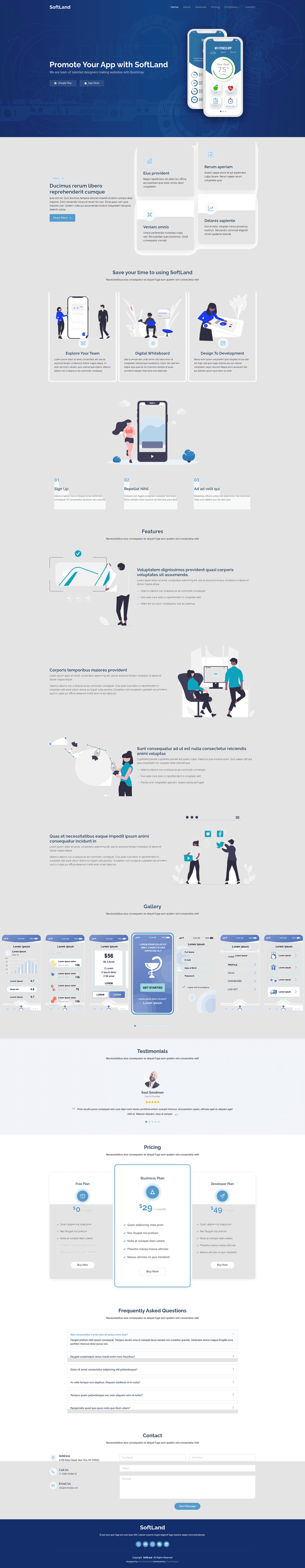 screenshot of SoftLand - Free Bootstrap 5 App Landing Page Template on template0.com