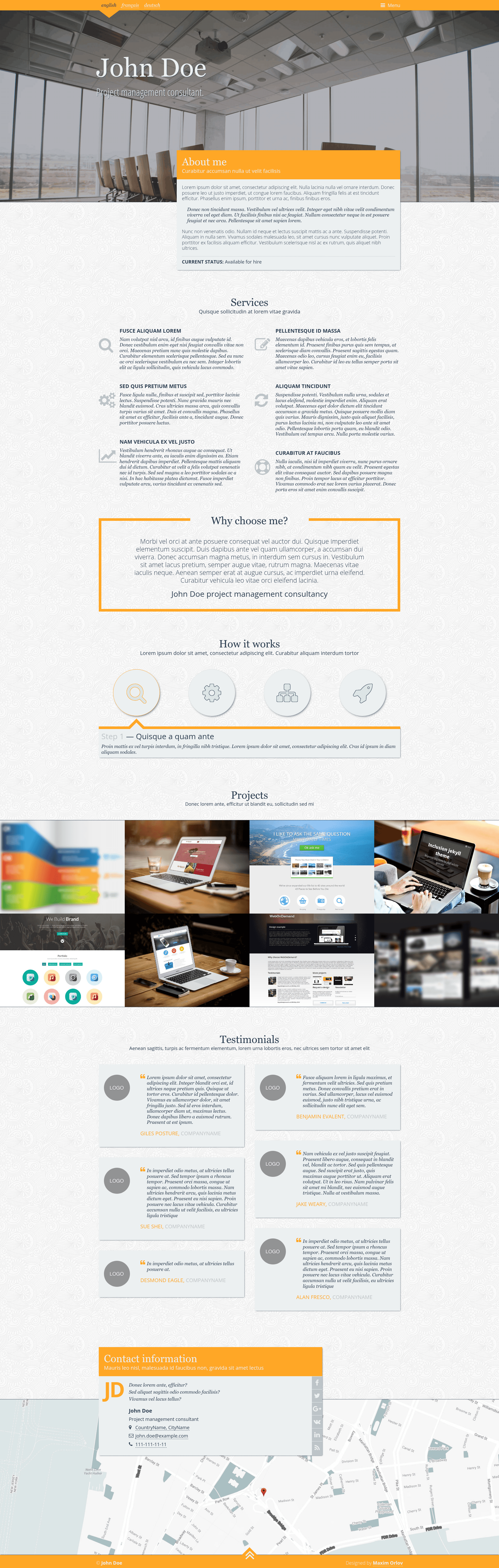 screenshot of Portfolio One Page Template on template0.com