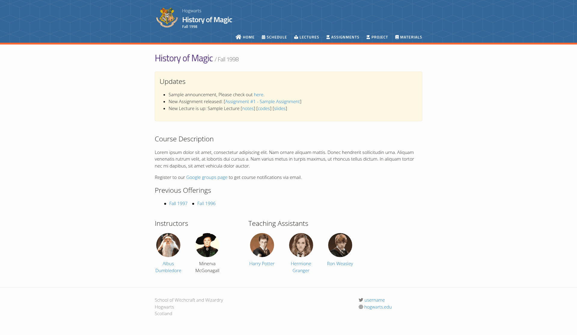 screenshot of Jekyll Course Website Template on template0.com