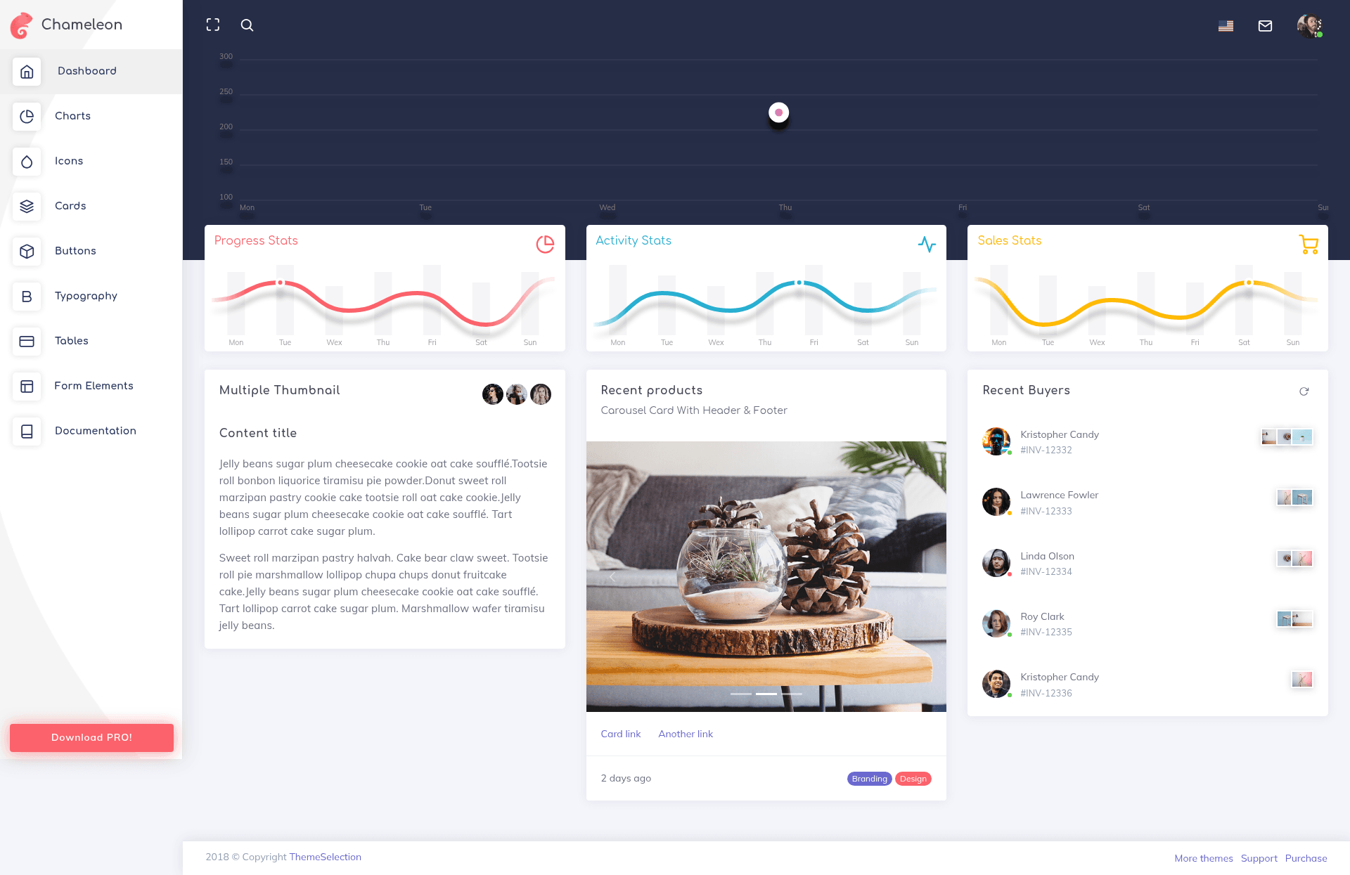 screenshot of Chameleon Admin – Free Bootstrap 4 Admin Dashboard Template on template0.com