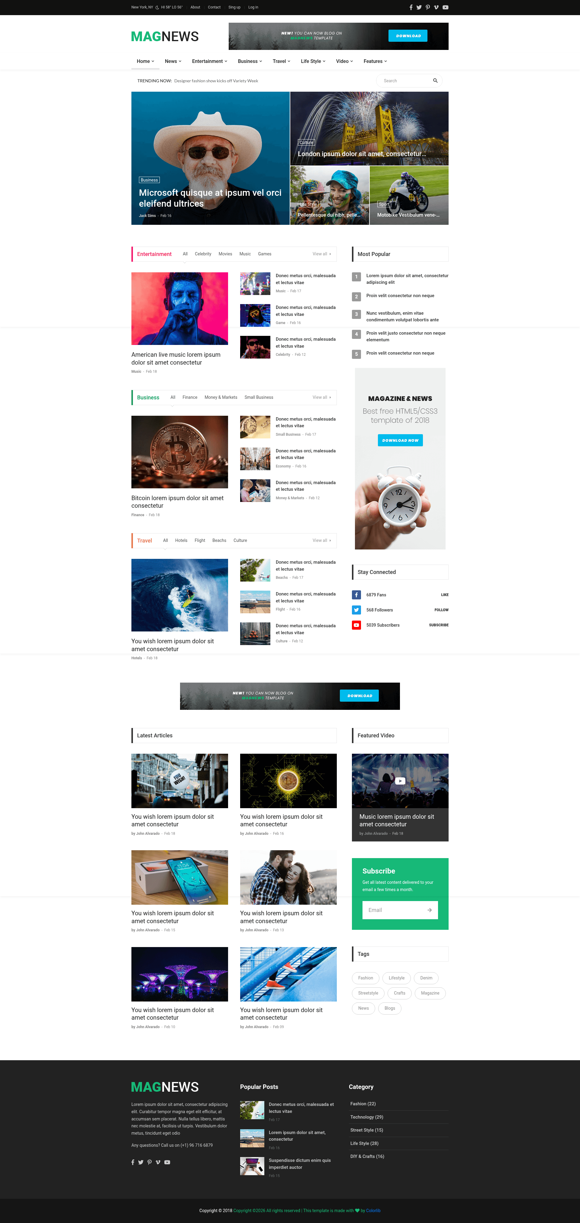 screenshot of Magnews2 – Free Bootstrap 4 HTML5 News Website Template on template0.com