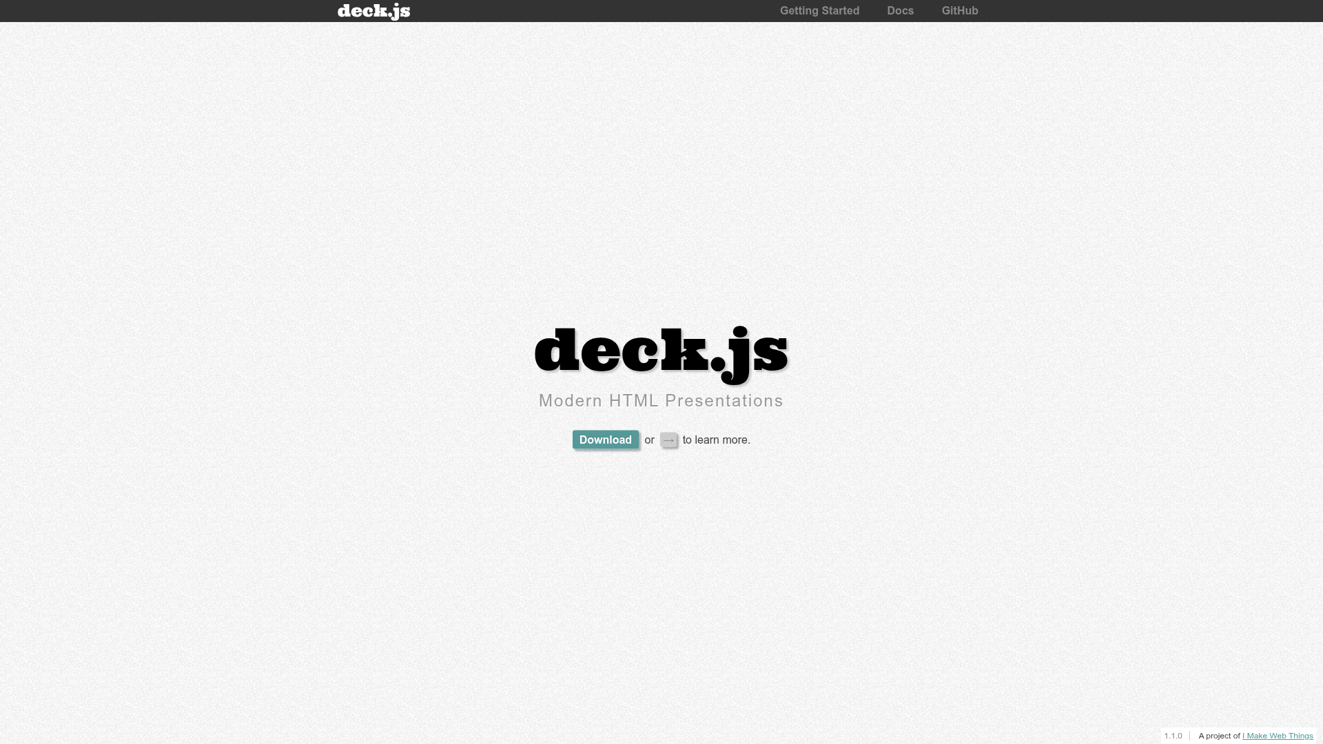 screenshot of Deck.js on template0.com