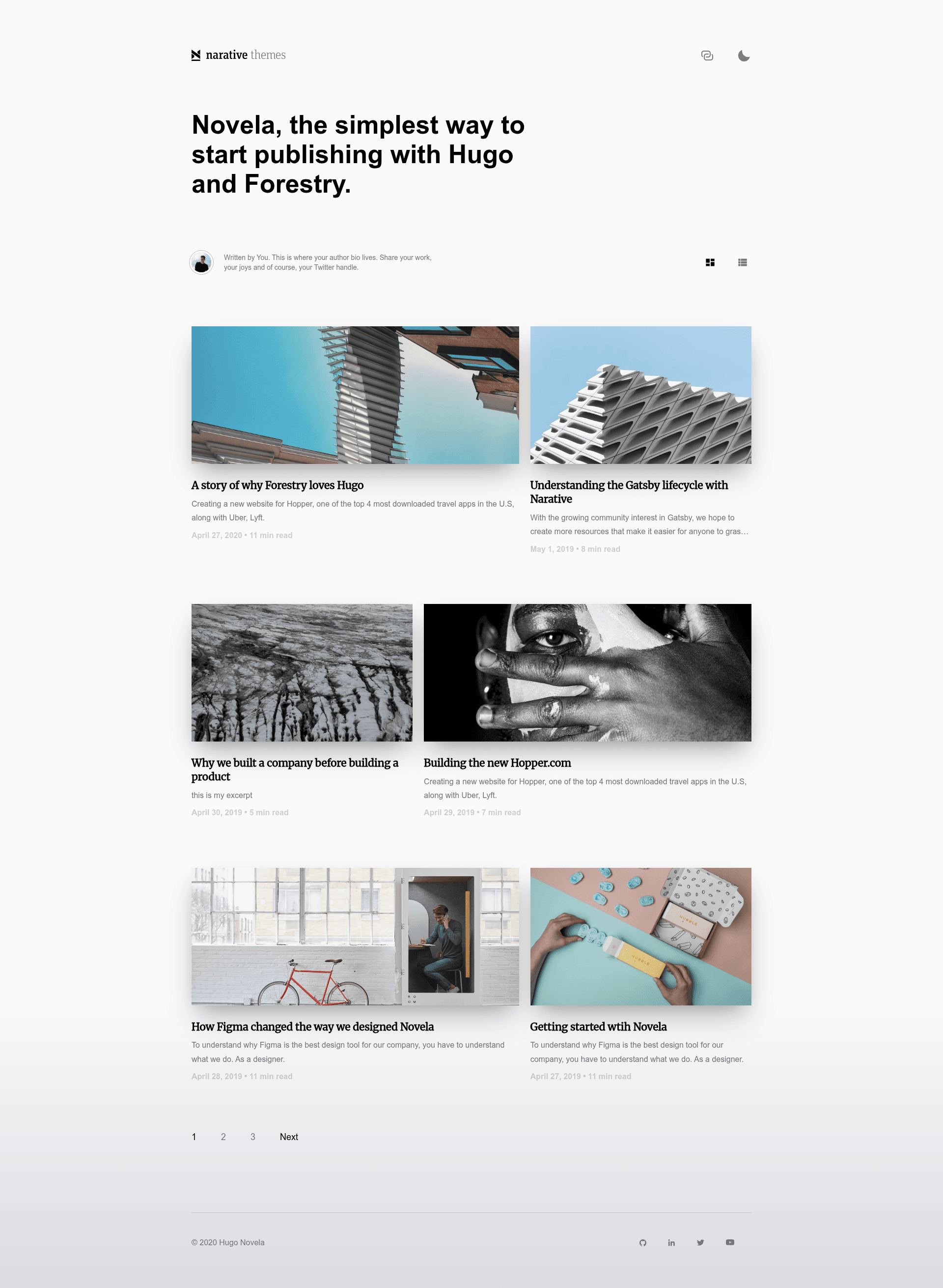 screenshot of Hugo Novela on template0.com