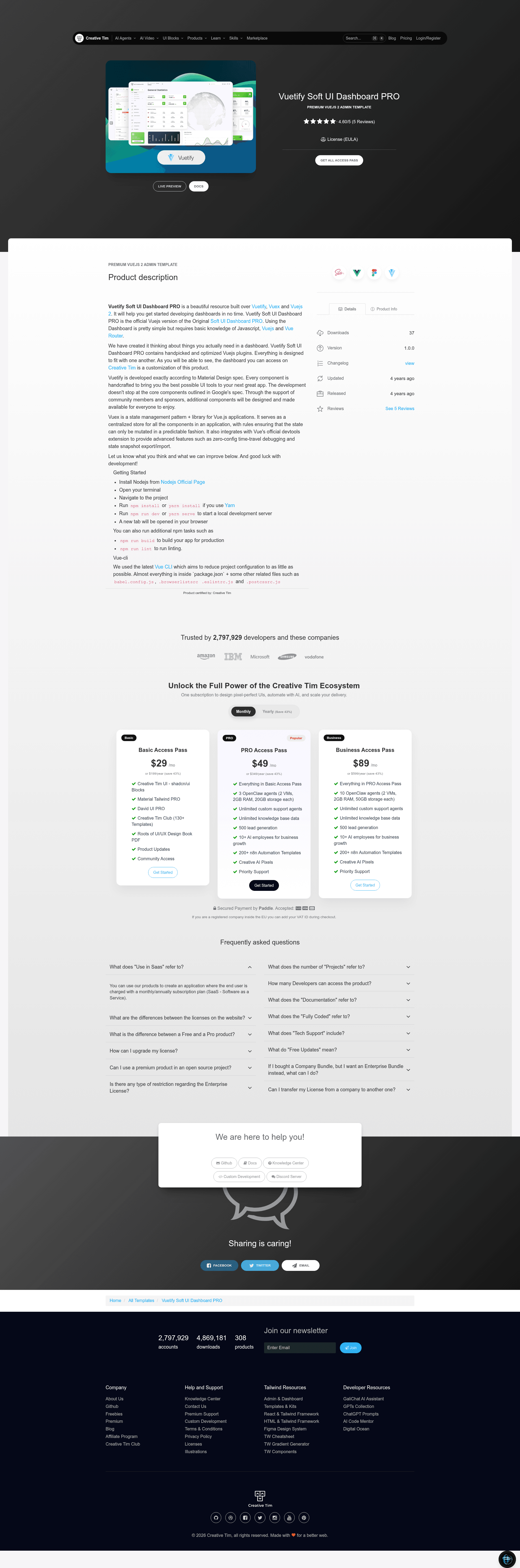 screenshot of Vuetify Soft UI Dashboard PRO on template0.com