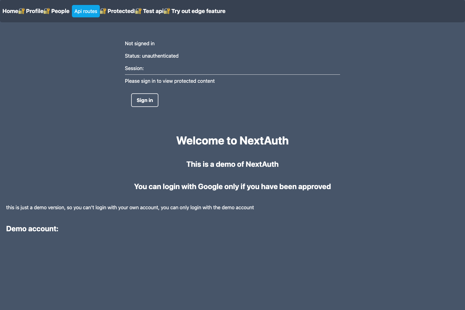 Next.js and Next Auth Example with Tailwind CSS preview