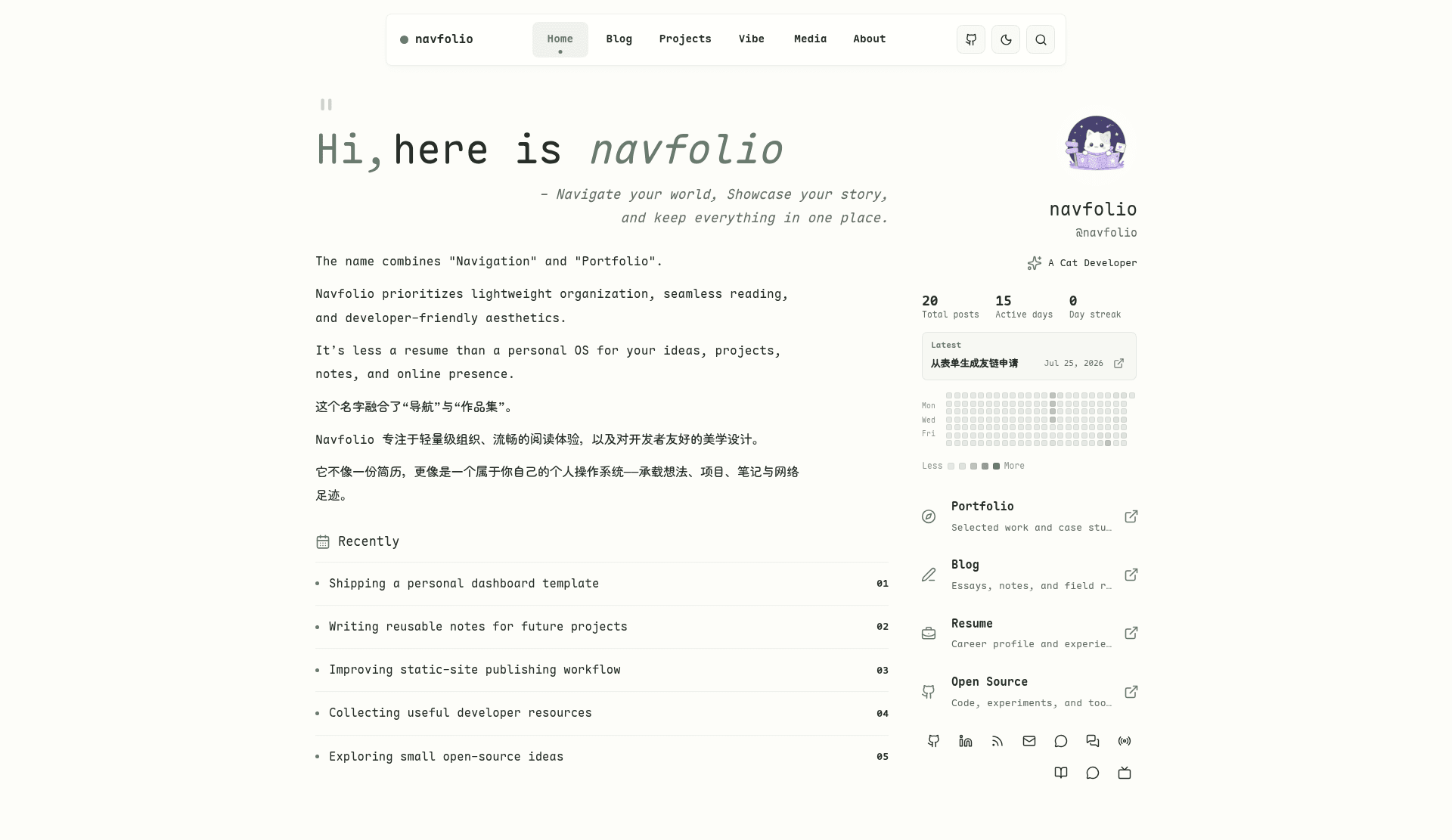 screenshot of Navfolio on template0.com