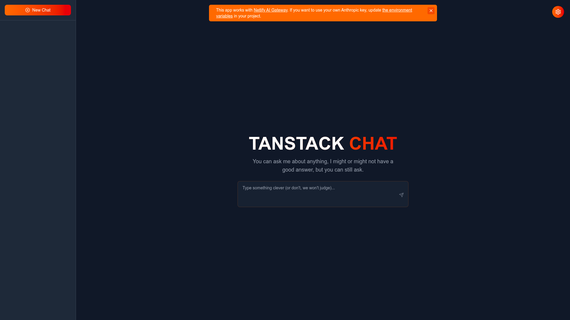 screenshot of TanStack Chat Template on template0.com