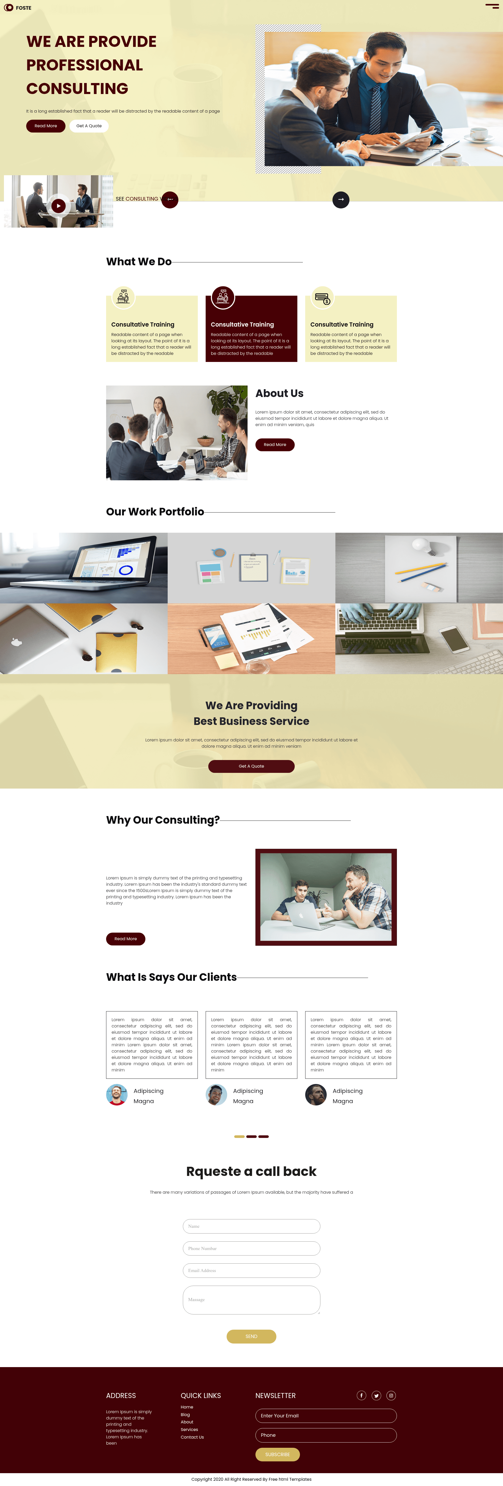 screenshot of Foste – Free Bootstrap 4 HTML5 Consulting Business Website Template on template0.com