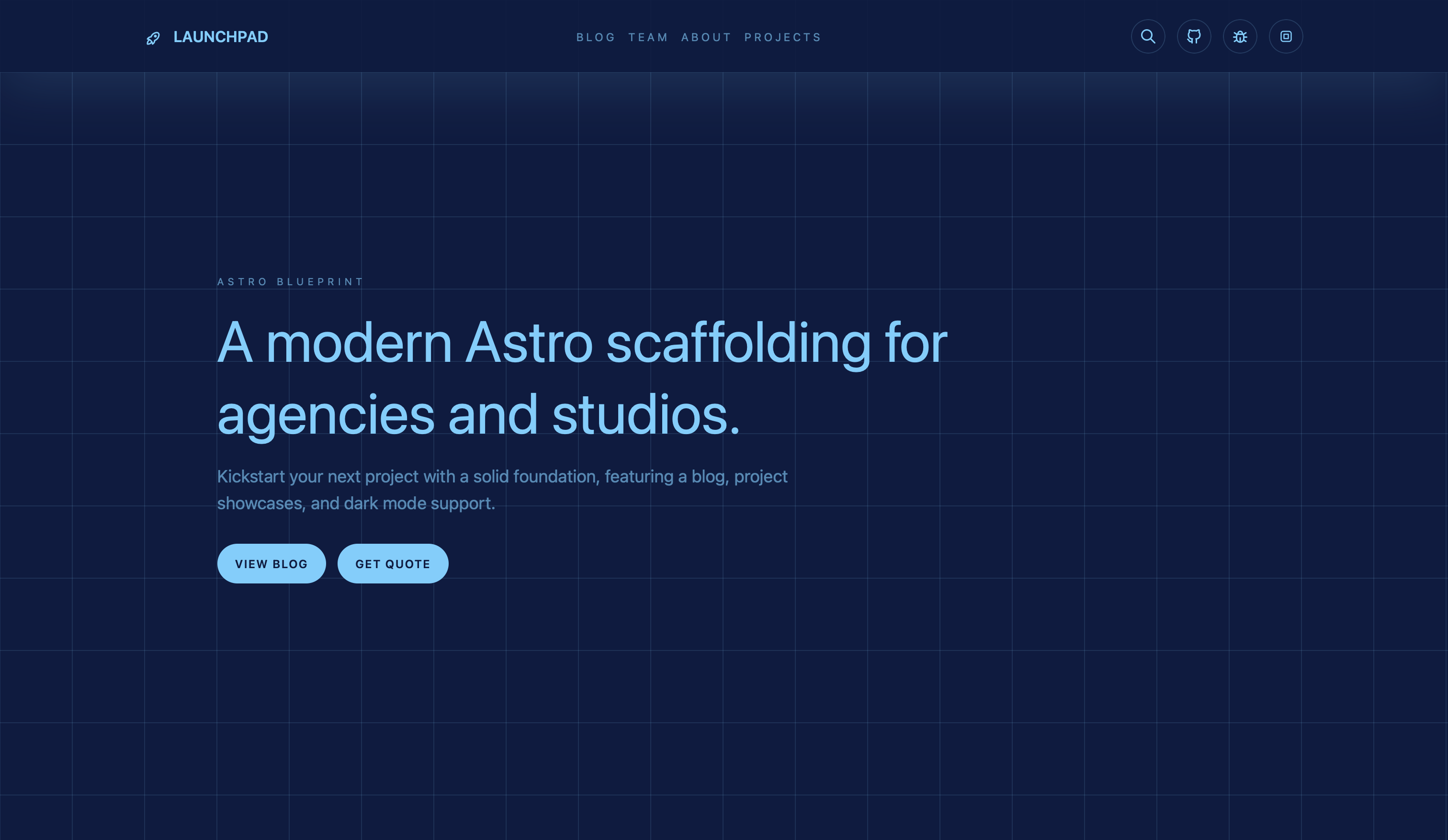 Astro Launchpad preview