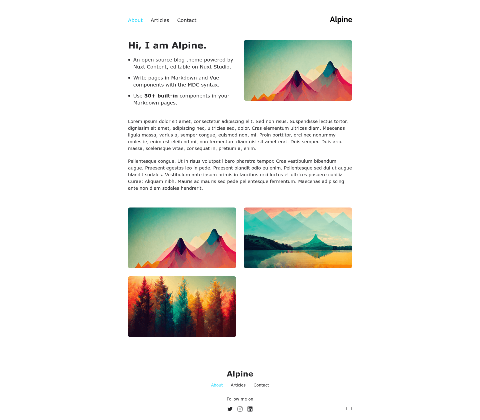 screenshot of Alpine on template0.com