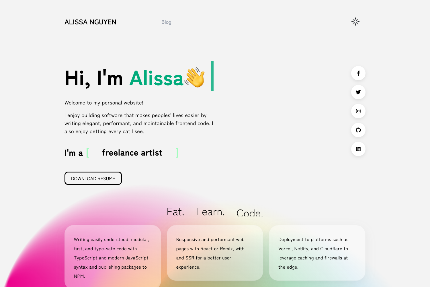 Alissa Nguyen's Website preview