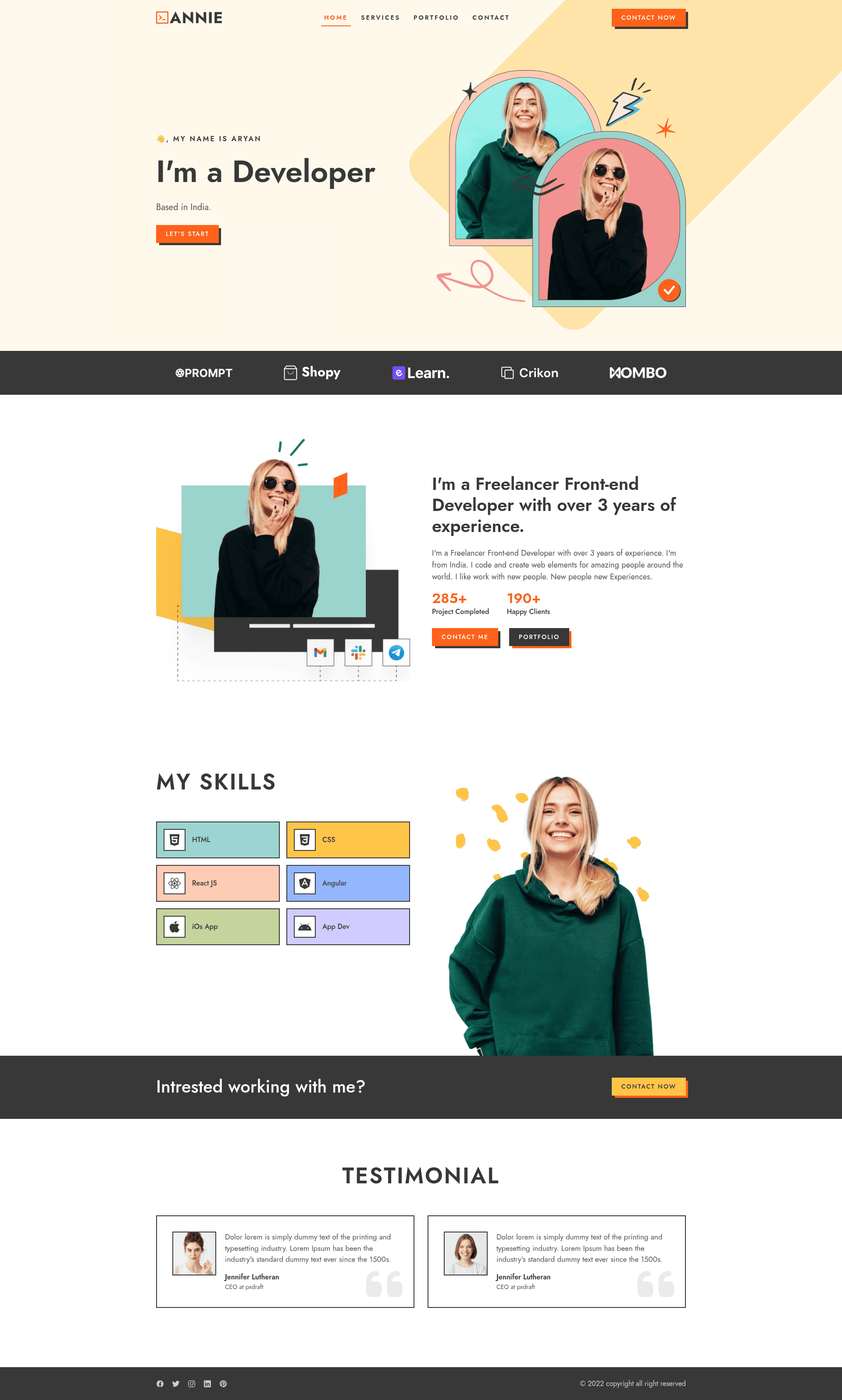 screenshot of Portfolios on template0.com